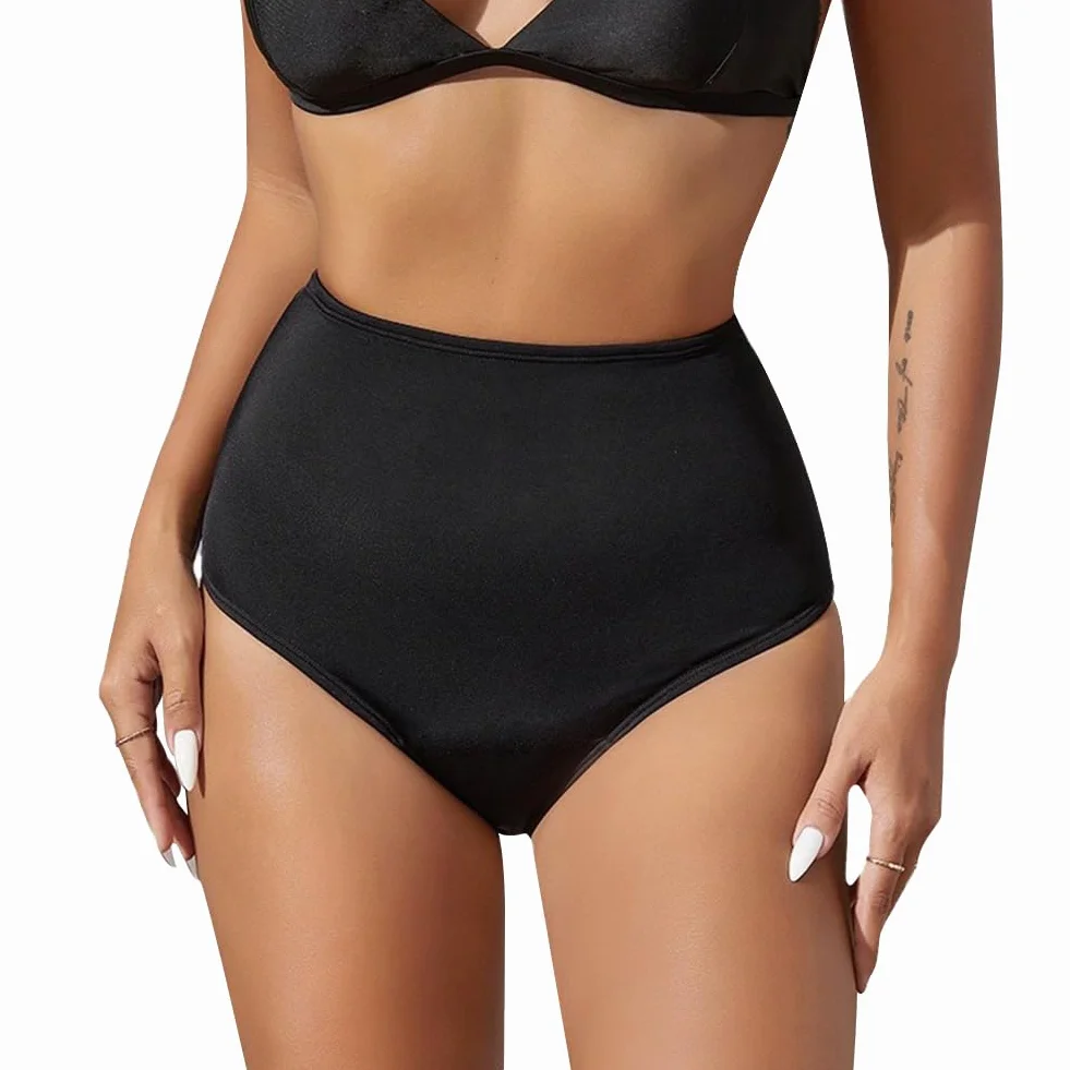 flintronic Spodnie z epoki, bikini z wysokim stanem, bielizna menstruacyjna, szczelna bielizna, spodnie kąpielowe, odpowiednie do pływania, dla dziewcząt, nastolatków, kobiet, czarne