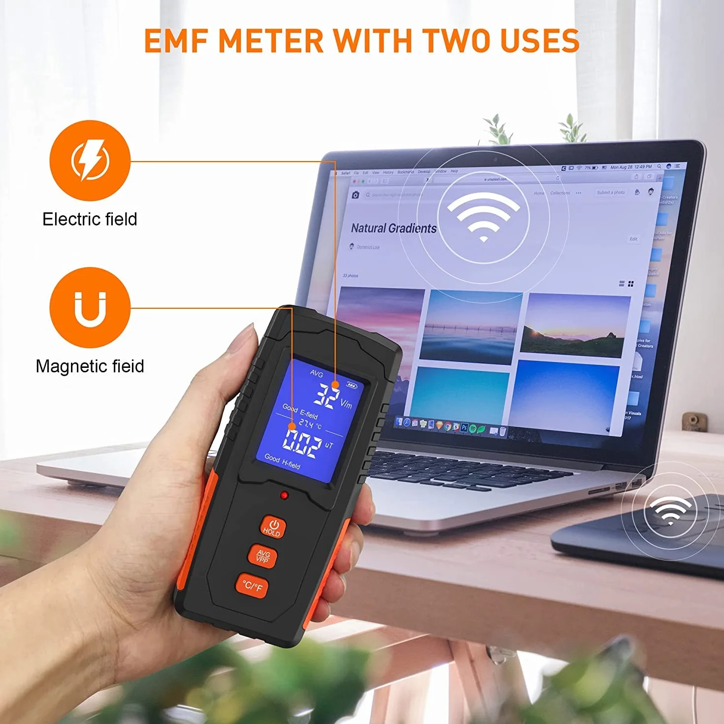 EMF miernik wielokrotnego ładowania, elektromagnetyczny, czujnik promieniowania, ręczny cyfrowy czytnik LCD, EMF, miernik temperatury, tester do inspekcji domowych, na zewnątrz i na duchy