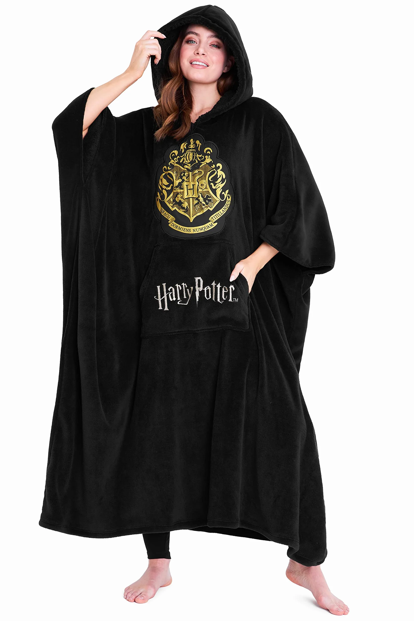 Harry Potter Koc oversize z kapturem dla kobiet, mężczyzn i nastolatków, polarowy koc do noszenia