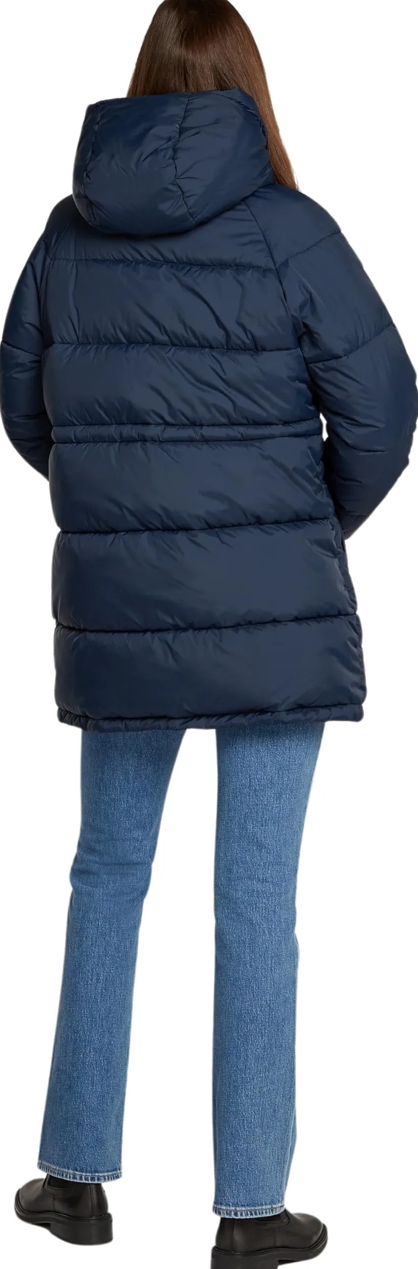 Tommy Jeans Damska kurtka puchowa TJW MIDI ASPEN PUFFER DW0DW18842, niebieska (Dark Night Navy), XXS, Niebieski (Dark Night Navy), XXS