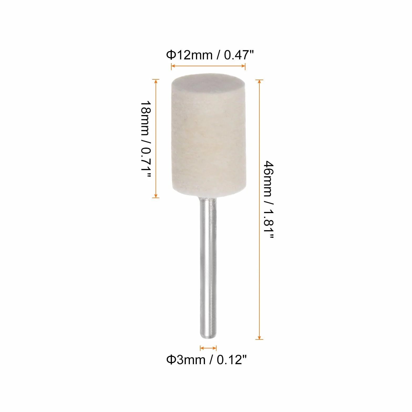 QUARKZMAN 10 sztuk filcu wełnianego punkty montażowe 12 mm głowica 1/8 cala trzpień cylindryczny bity polerskie Burrs filcowe koło polerskie do narzędzi tokarskich