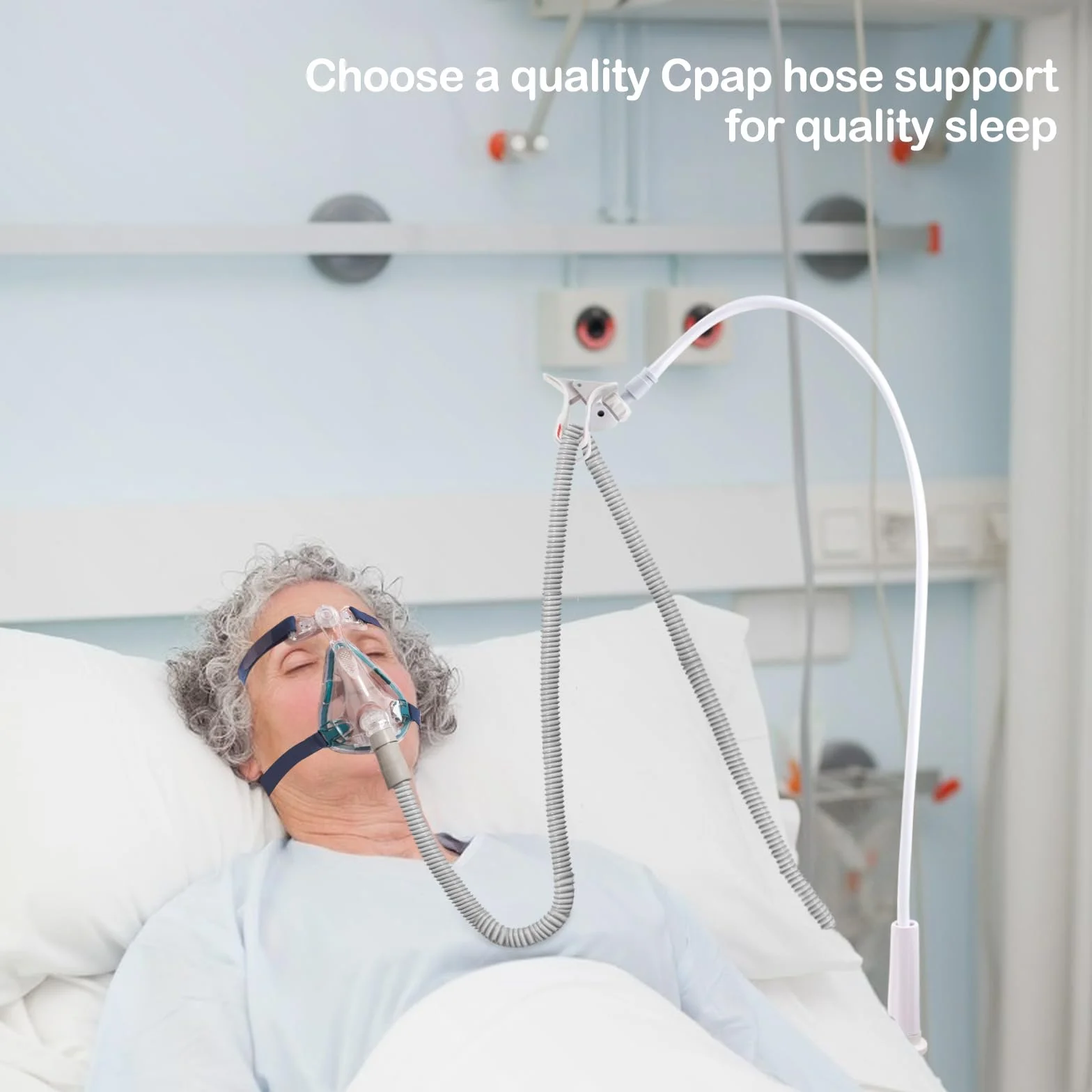 CPAP CPAP podnośnik i wspornik węża, uchwyt na wąż, wieszak na wąż, do zapobiegania wyciekom i plątaniu się węża CPAP, elastyczny, aby dopasować się do każdego pomieszczenia, regulowany i wytrzymały