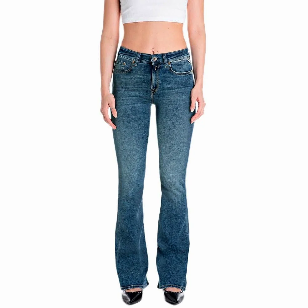 Replay Damskie dżinsy Flare Fit Joella, 009 Medium Blue, 32W / 32L