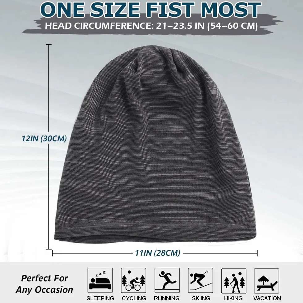 EINSKEY Czapka unisex slouch beanie, cienka & oddychająca, lekka dzianina na sezon przejściowy, dla biegaczy/rowerzystów/osób po chemii (54-59 cm)