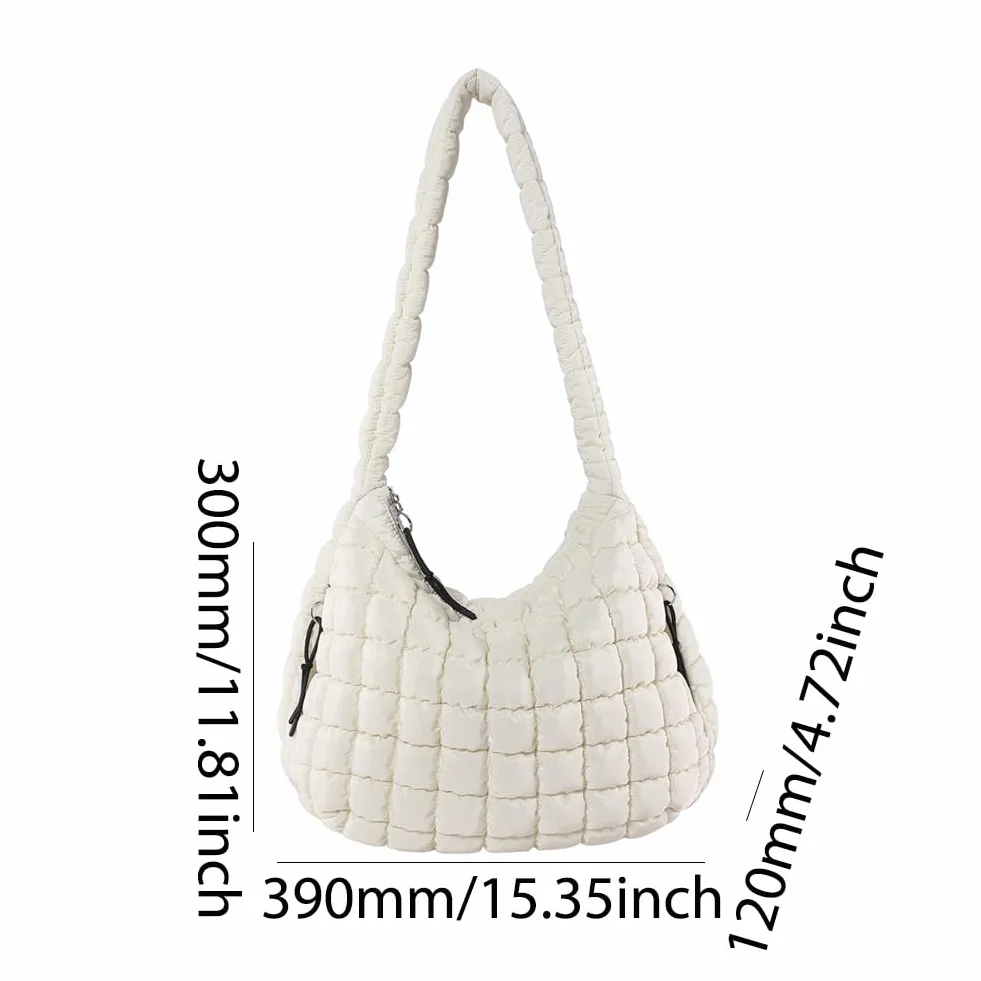 Damska torba hobo w chmurze duża pojemność pikowana bąbelki torba crossbody jednolity kolor modna wyściełana torba na ramię puffer torby na ramię
