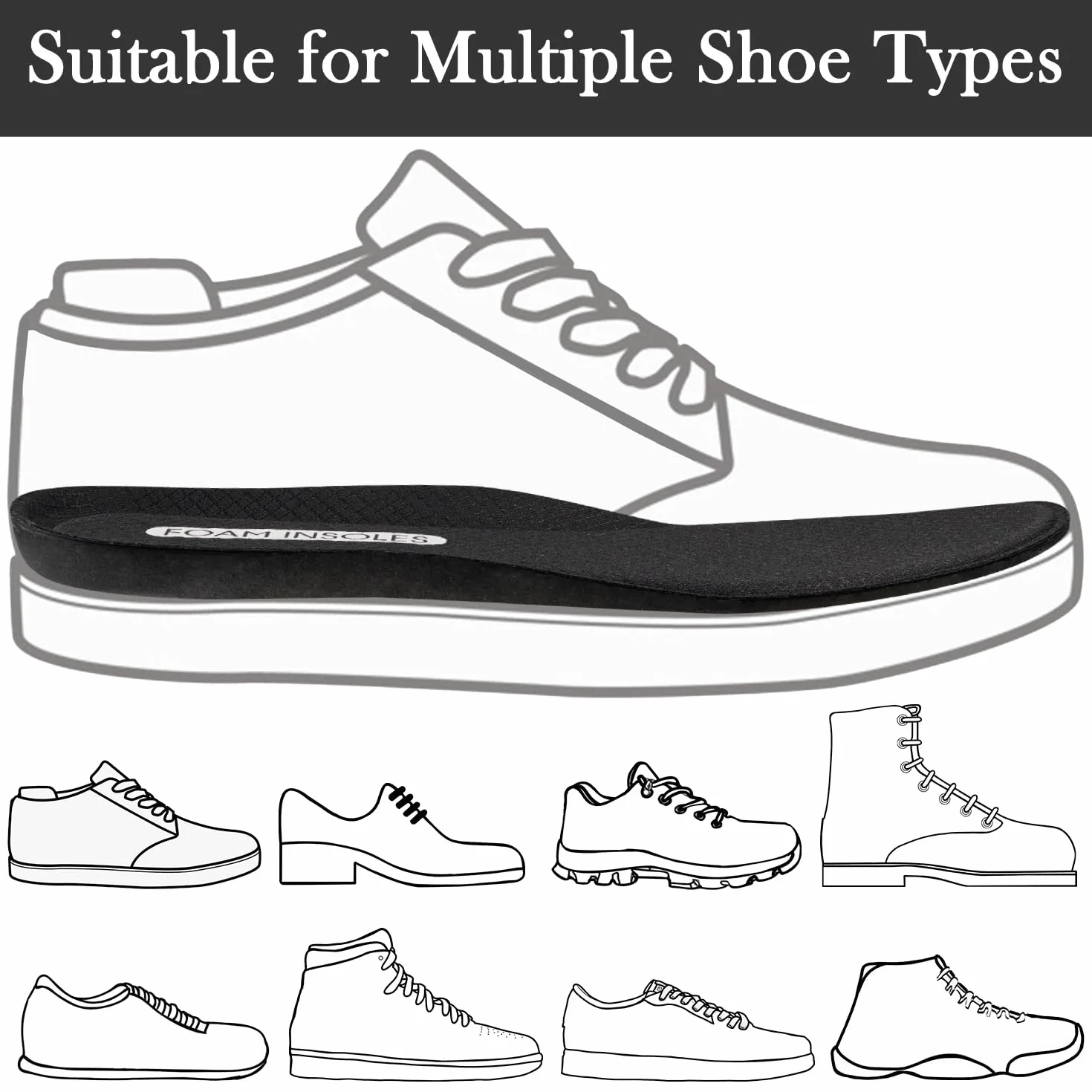 Endoto Wkładki do Skechers Butów, Pianka Mémoire Zamiennik Elastyczna Wkladka Zamienne Insoles Replacement Insert(42 EU)