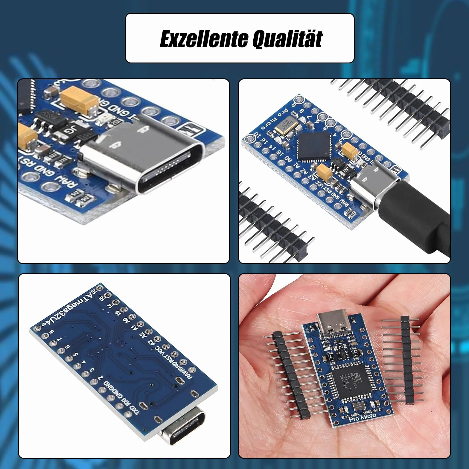 1 x mikrokontroler Pro Micro 32U4 5V/16 MHz płytka rozwojowa do samodzielnego aktualizacji USB, interfejs połączenia typu C, kompatybilny z Arduino (1)