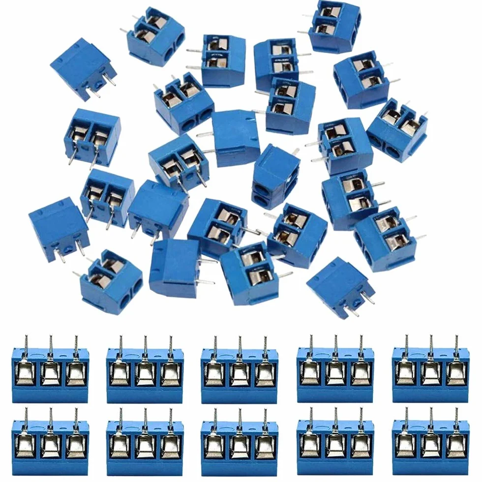 60 . 5 mm Pitch 2 Pin & 3 Pin PCB mocowanie śrubowe zaciski blokowe przyłącze do (50 x 2 pin, 10 x 3 pin)