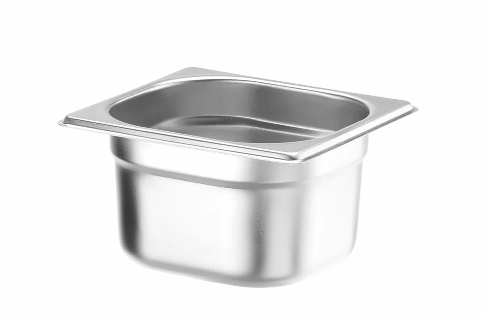 HENDI Pojemnik GN1/6, odpowiedni do piecach konwekcyjnych, lodówkach, bemarach i podgrzewaczach, odporny na temperaturę od -40° do 250°C, 1,6L, 176x162x(H)100mm, stal nierdzewna
