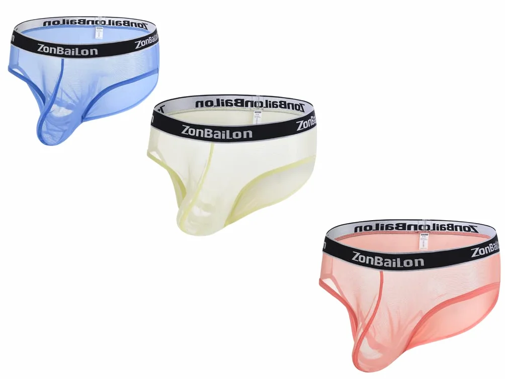 Męskie majtki siateczkowe stringi z kulką oddychające bikini niski stan