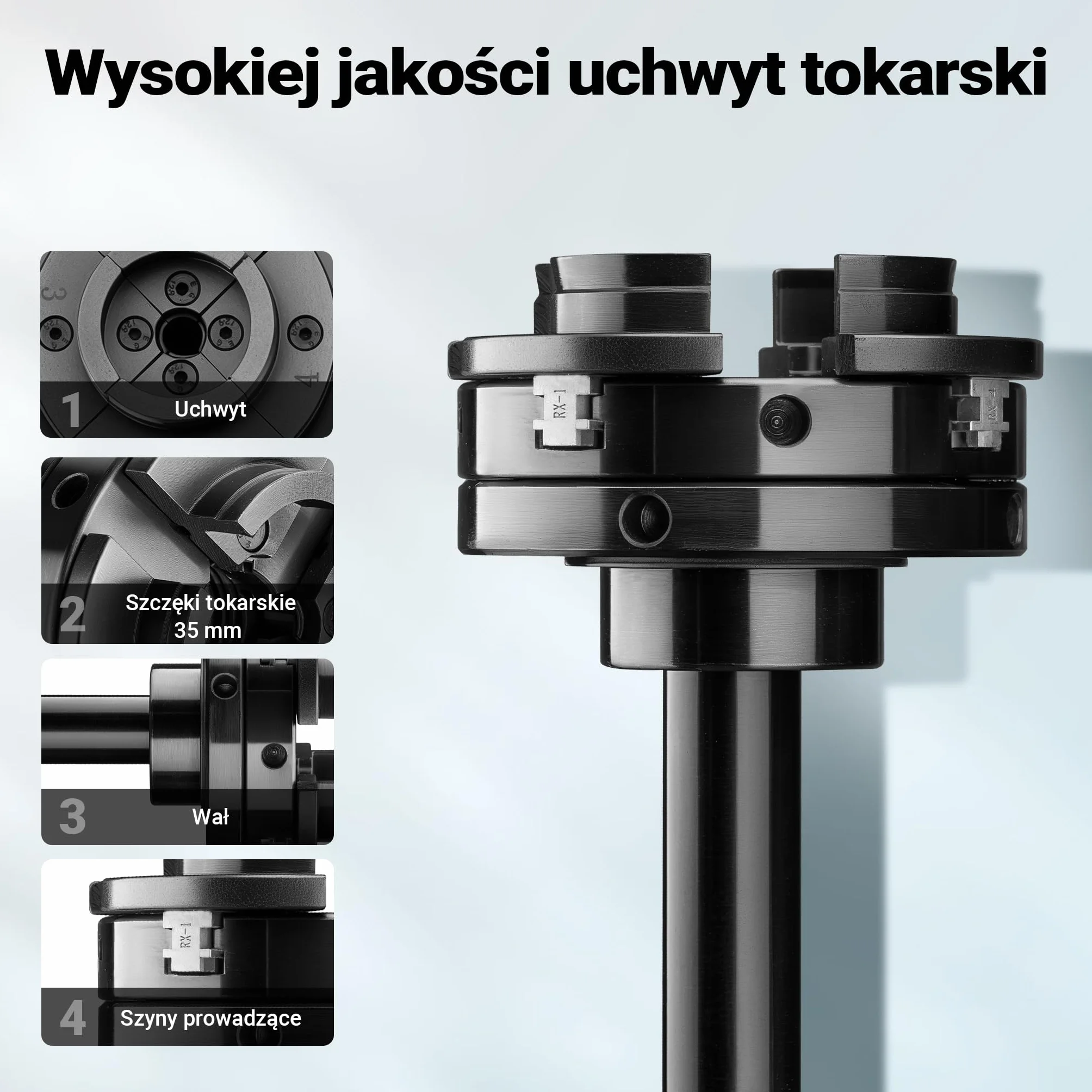 Wiltec Uchwyt tokarski do tokarki z gwintem M33 x 3,5 i połączeniem stożkowym ze stożkiem Morse'a o rozmiarze 2, część zamienna do tokarki 550 W