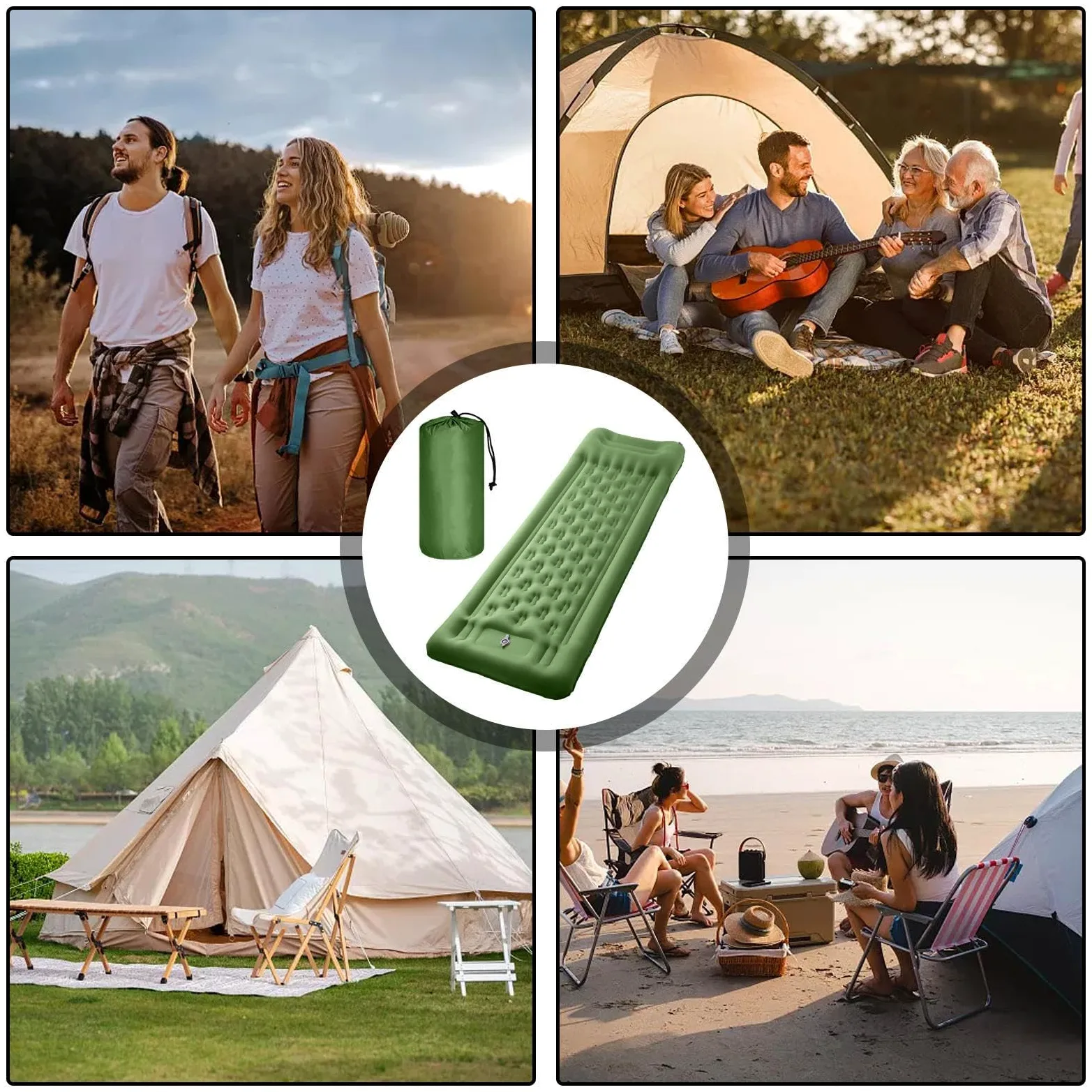 Materac Turystyczny Do Spania Na Camping Mata o Grubości 10.9 cm | Wbudowana Stopowa Pompa Do Turystyki Pieszej dla Dorosłych na Wędrówki Podróże Outdoor do Namiotu i Samochodu