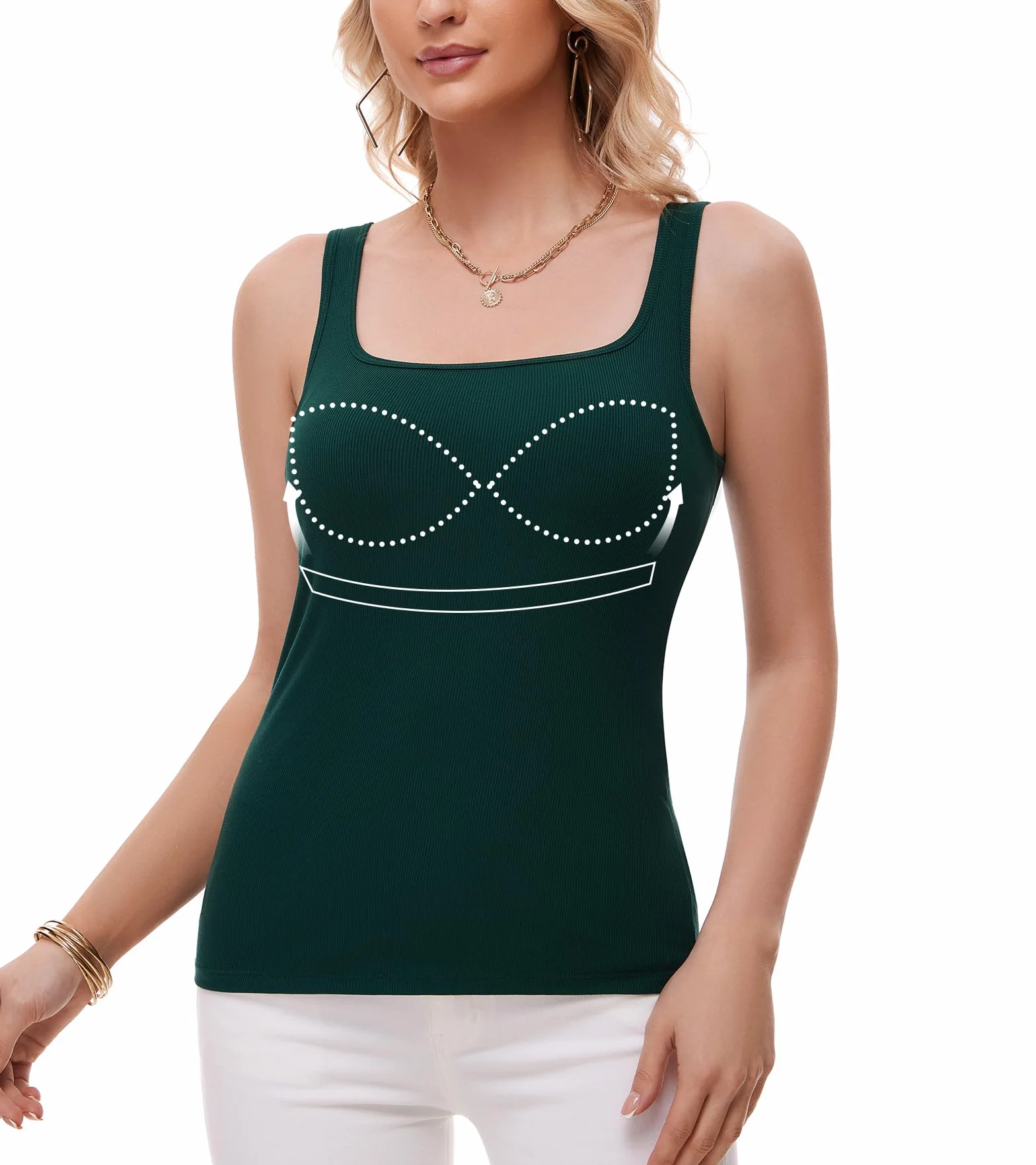 ANYFITTING Damski Biustonosz Zintegrowany Basic Tank U-Shape Tank Damski Basic Tank bez Rękawów Large Strap Tank S-3XL