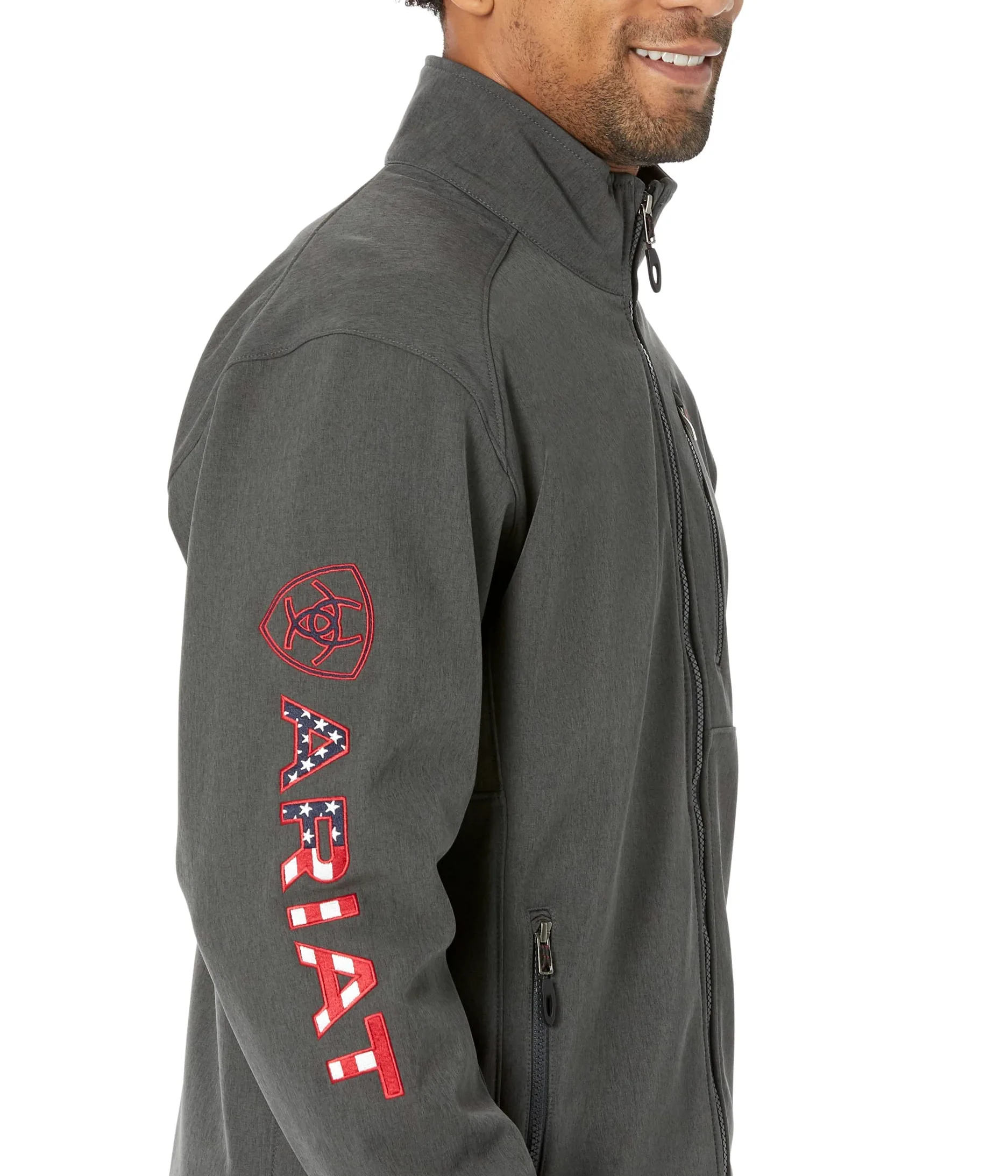 ARIAT Męska kurtka z logo 2.0 Softshell płaszcz, Char/Americana, rozmiar S, Char/Americana, S