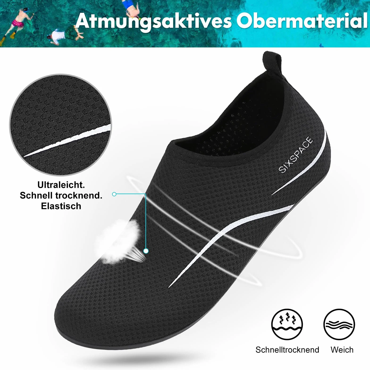 Sixspace Buty do wody, męskie i damskie, buty do wody, buty plażowe, oddychające, do nurkowania, jogi, na siłownię, rozm. 34-47