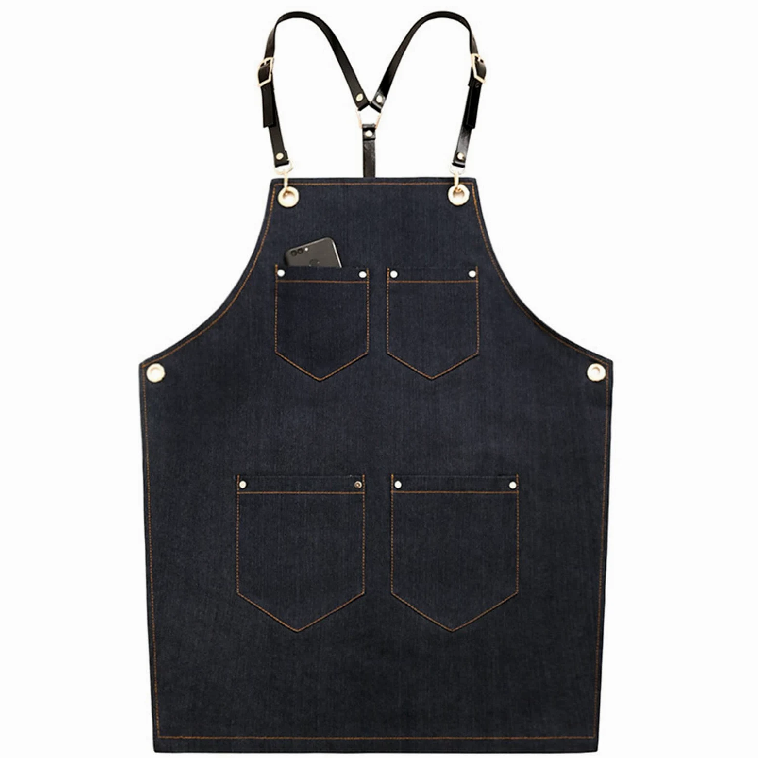 Fartuch szefa kuchni ， Fartuch Denim Bib Fartuch warsztatowy, fartuch narzędziowy, fartuch ciesielski, fartuch roboczy z wytrzymałego płótna warsztatowego, fartuch spawalniczy