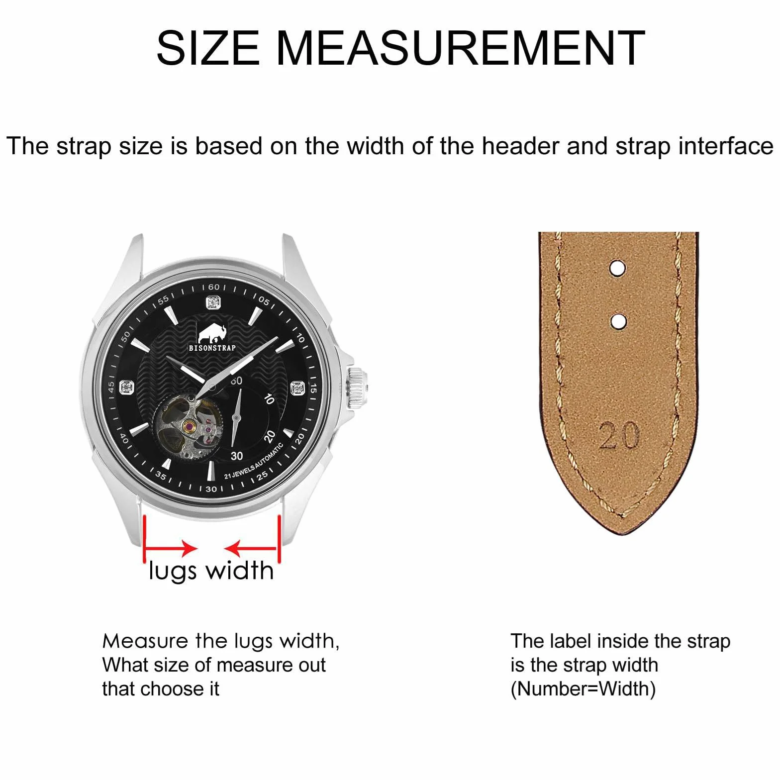 BISONSTRAP Skórzane paski do zegarka 12-20 mm z polerowaną klamrą