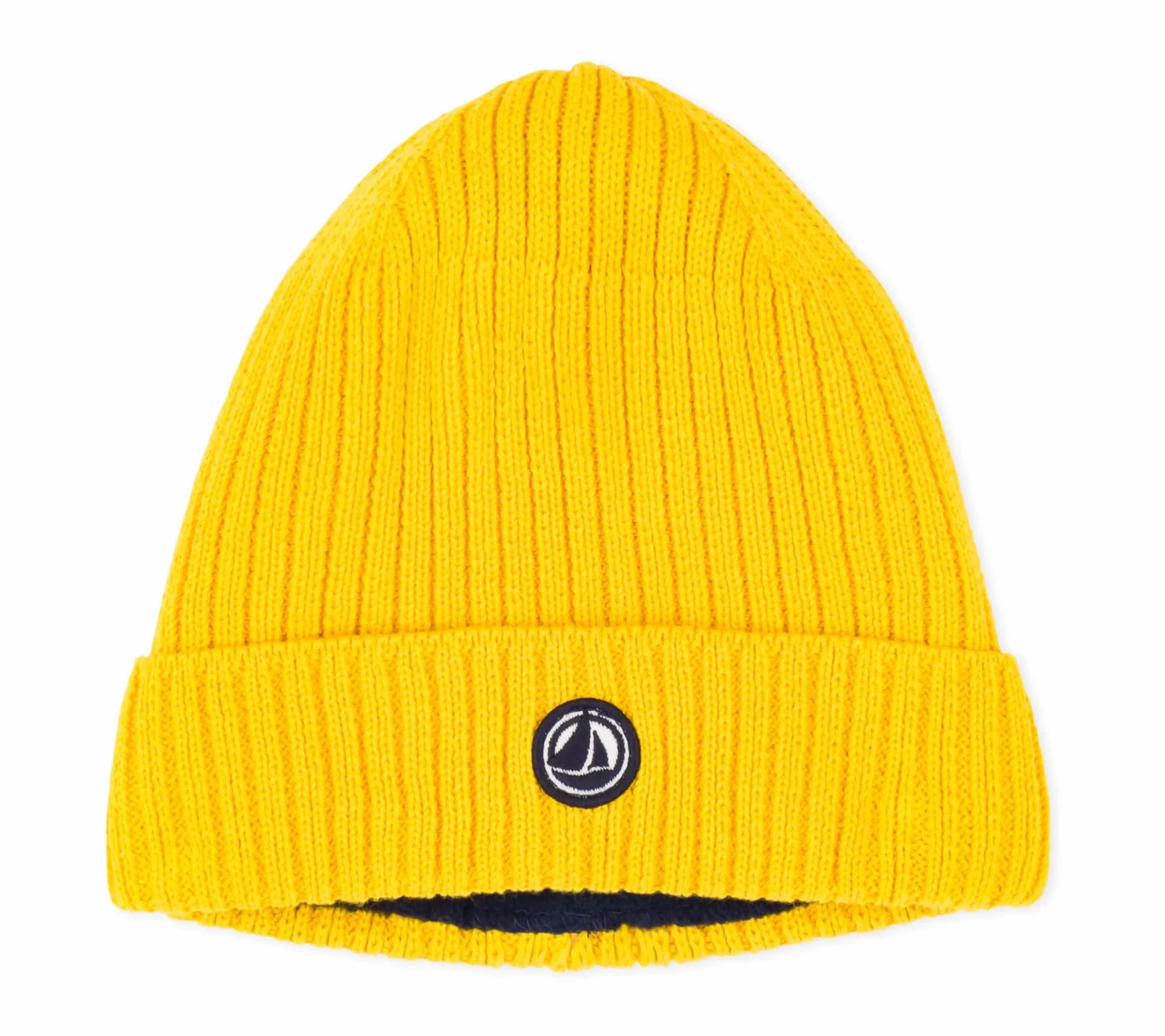 Petit Bateau Czapka dziecięca z dzianiny z podszewką polarową, Żółty, 10-12 ans