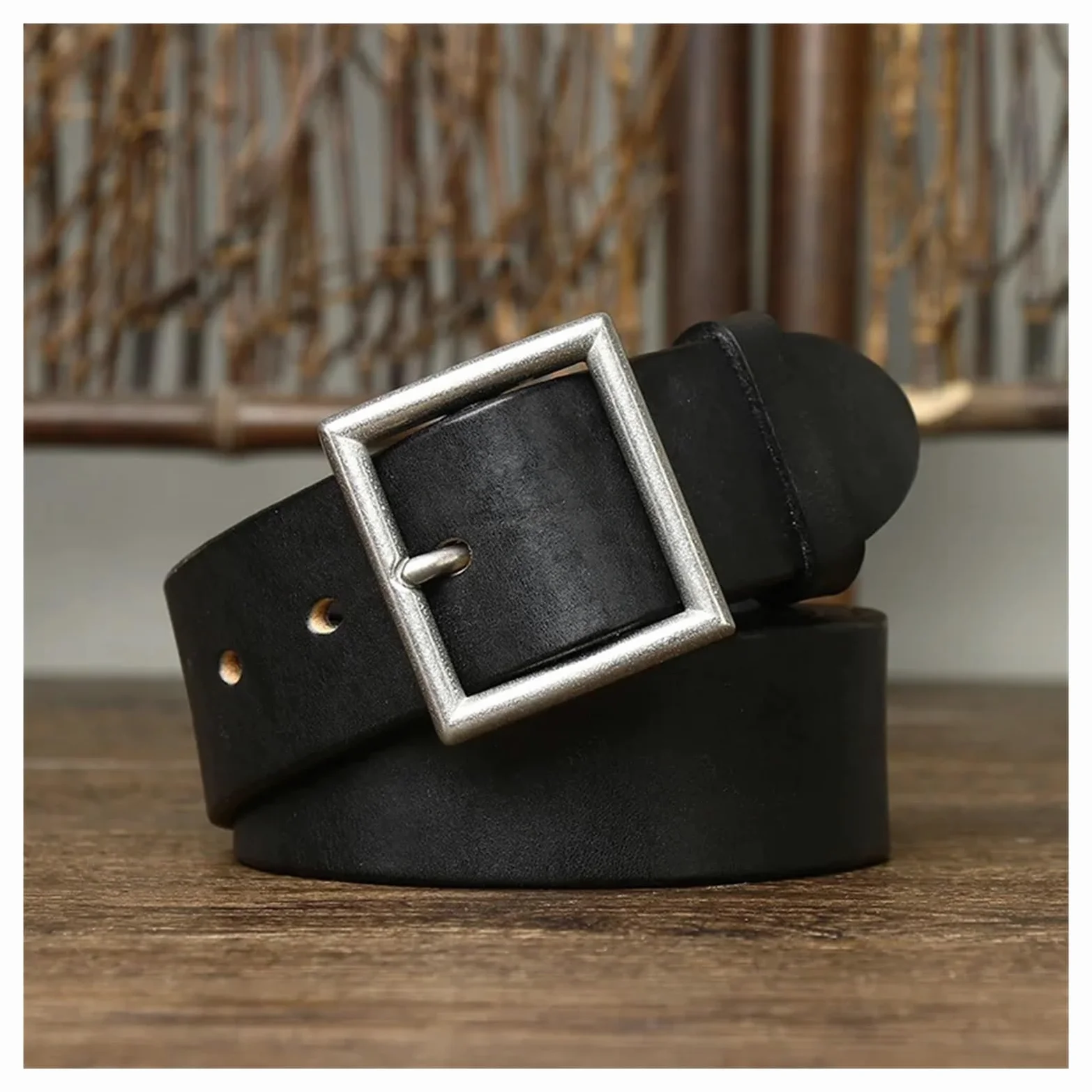 3.8CM prawdziwa skóra bydlęca luksusowy pasek męskie paski Cowskin Retro Vintage klamra ze stali nierdzewnej pasek męski