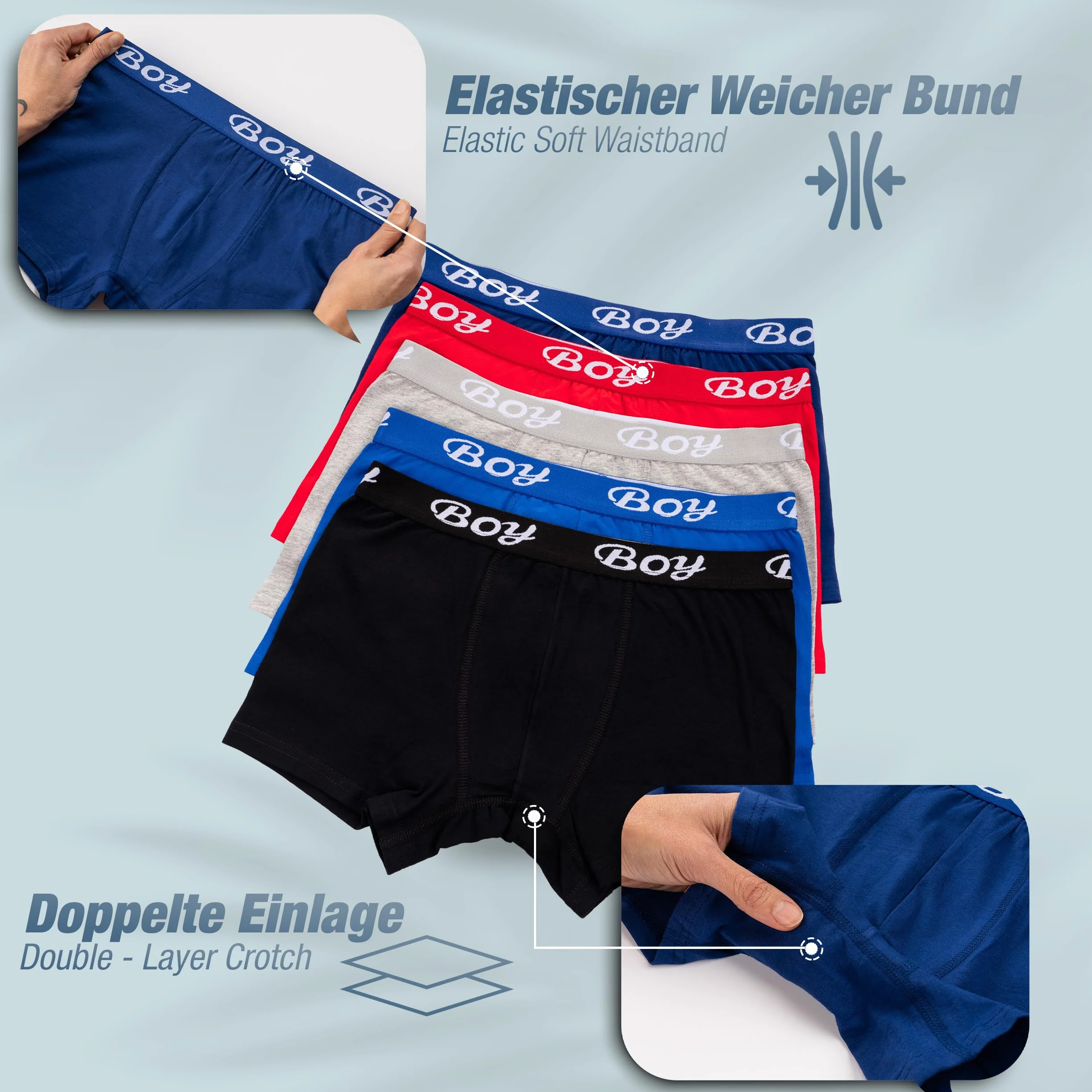 LOREZA ® 10 chłopięcych bokserek bawełnianych, rozmiar 92-170