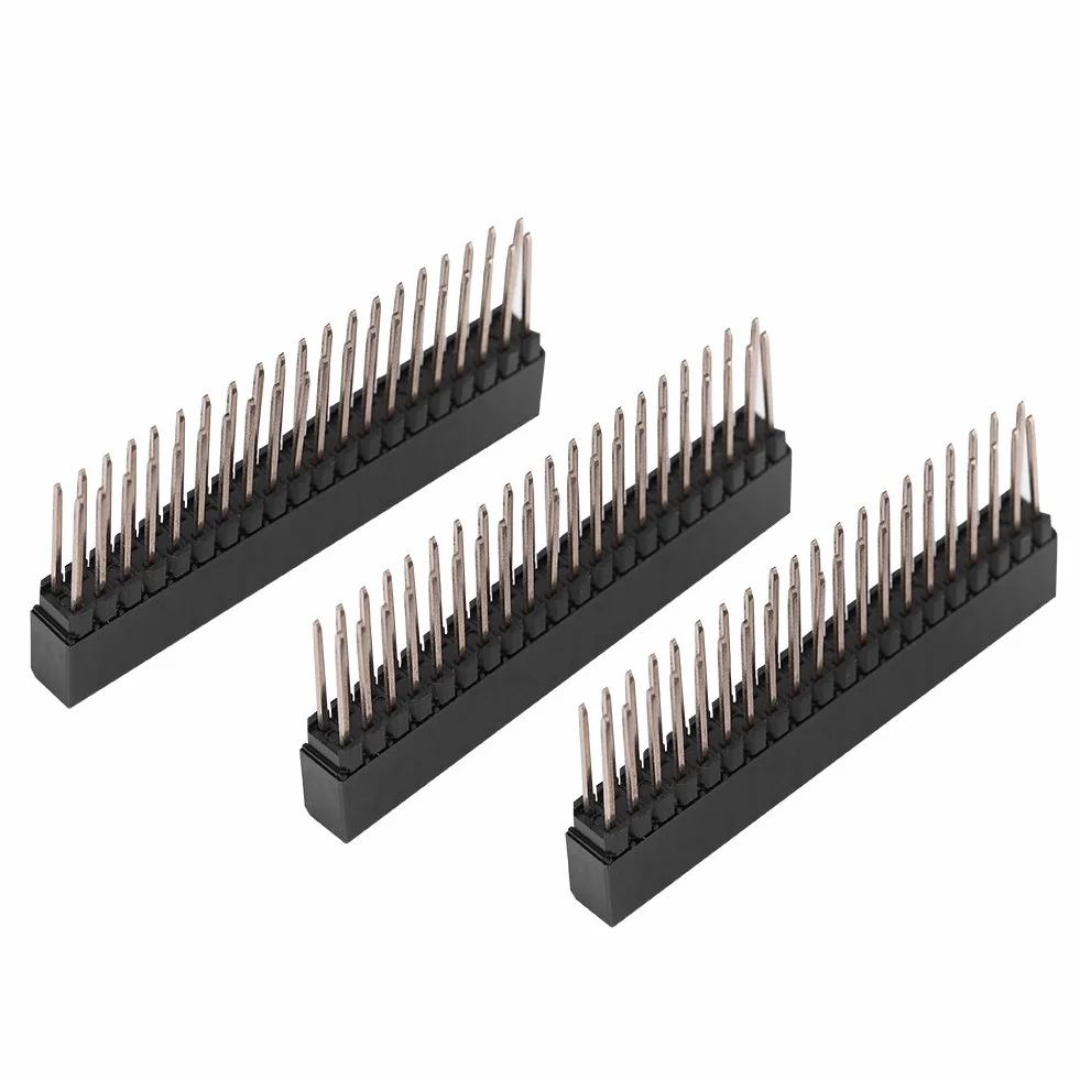 Listwa gniazdowa, 3 sztuki, 2 x 20 kołków 2,54 mm, bardzo wysoka, dwurzędowa, krótka listwa z pinami 2,54 mm, do komputera i płyty wtykowej, kompatybilna z