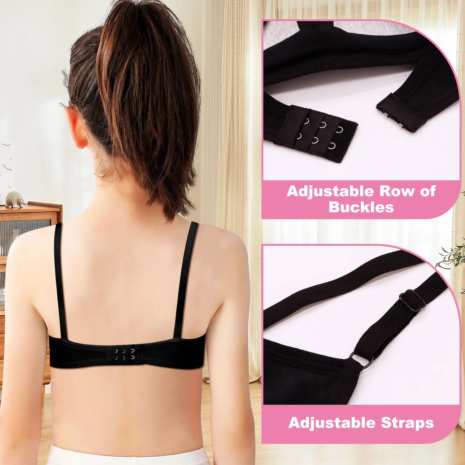 Bustier Meisjes BHS Katoenen 4-pak Sport Braletka regulowana opaska na ramię Zonder Beugel zestaw biustonosz 10-16 lat Veelkleurig