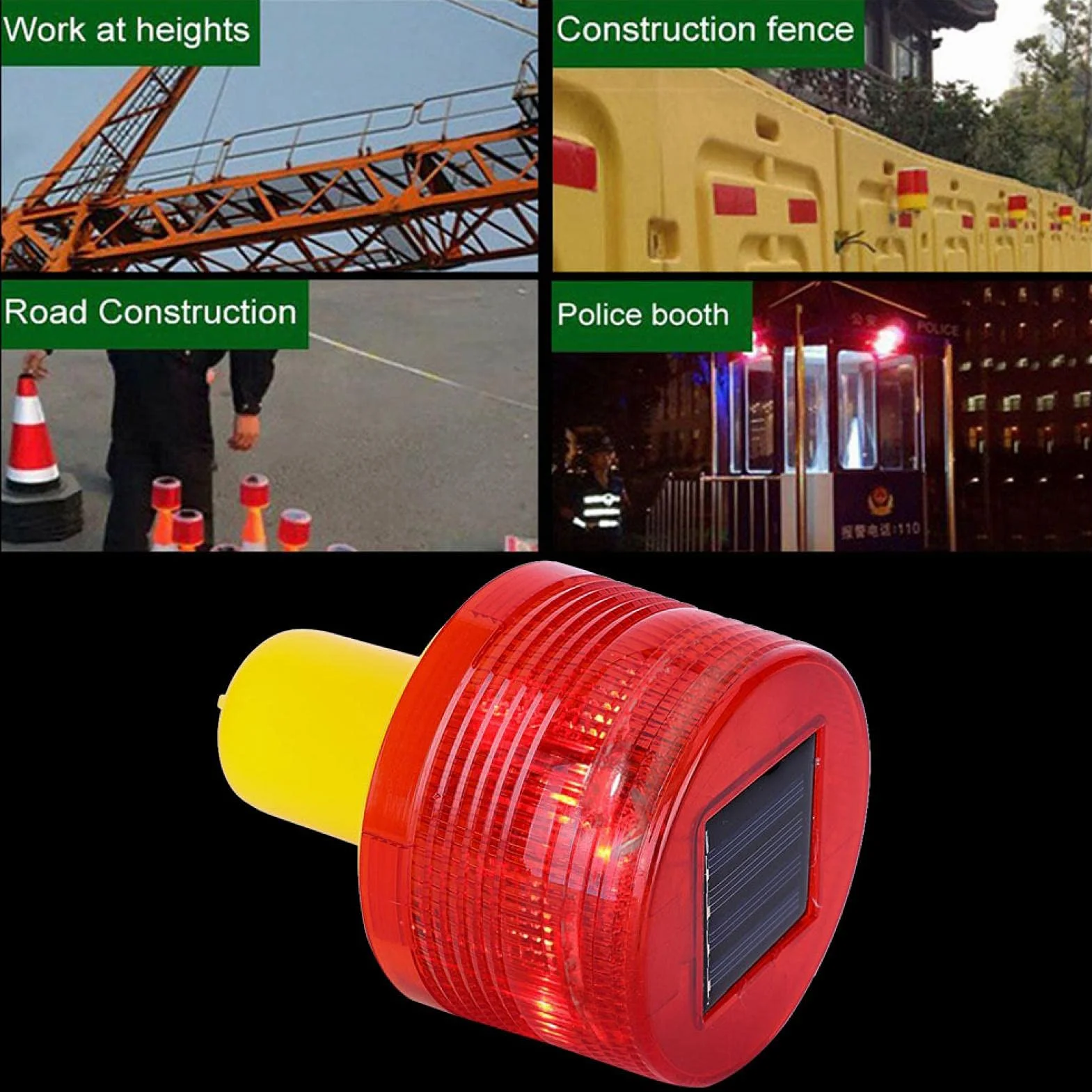 Solarna lampa ostrzegawcza LED, 1 szt. 300A plastikowa super jasna słoneczna dioda stroboskopowa ostrzegawcza lampa błyskowa lampa alarmowa do tralek drogowych łódź drogowa czerwone światło