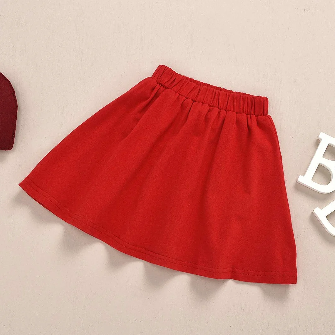 Niemowlę maluch dziewczynek walentynki stroje z długim rękawem sweter z nadrukiem serca bluza koszulka topy + spódnica mini 2 szt. zestaw ubrań wiosenno-jesiennych