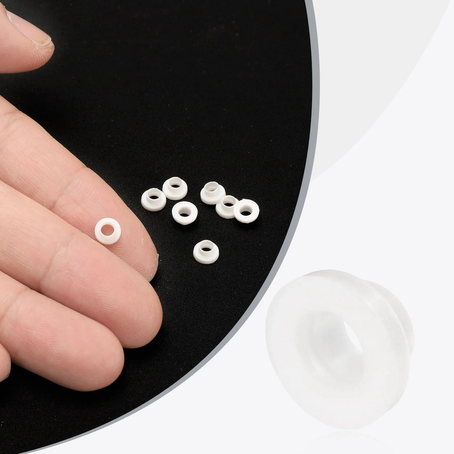 QUARKZMAN 60 szt. tuleje kołnierzowe z tworzywa sztucznego ID 3 mm x OD 3,6 mm x długość 2,8 mm tuleje nylonowe, białe