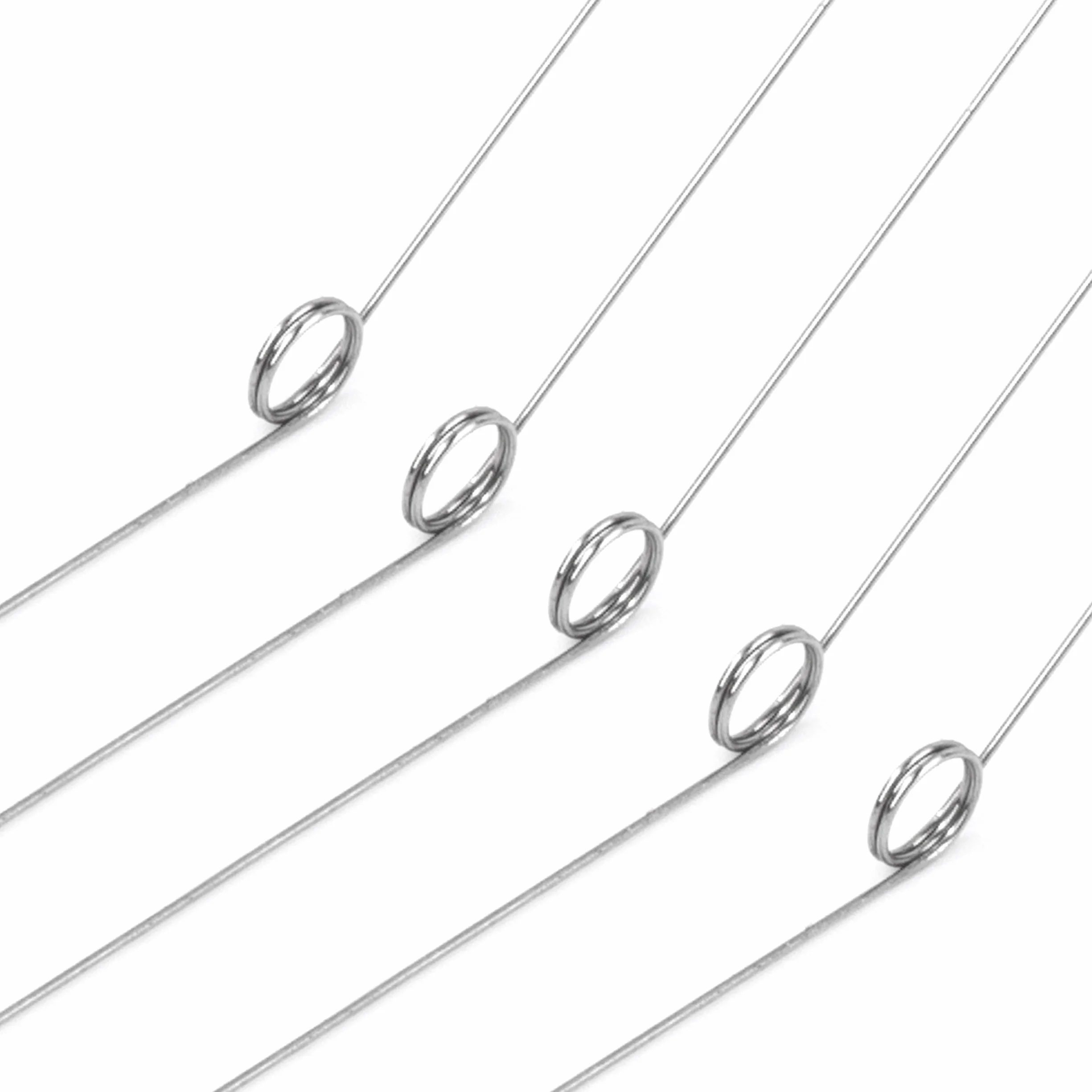 10 szt. sprężyn skrętnych ze stali nierdzewnej średnica drutu 0,2 mm średnica wewnętrzna 2 mm długość ramienia 20 mm kąt 135° 2 obroty lewy 0,2 x 2 x 20 mm