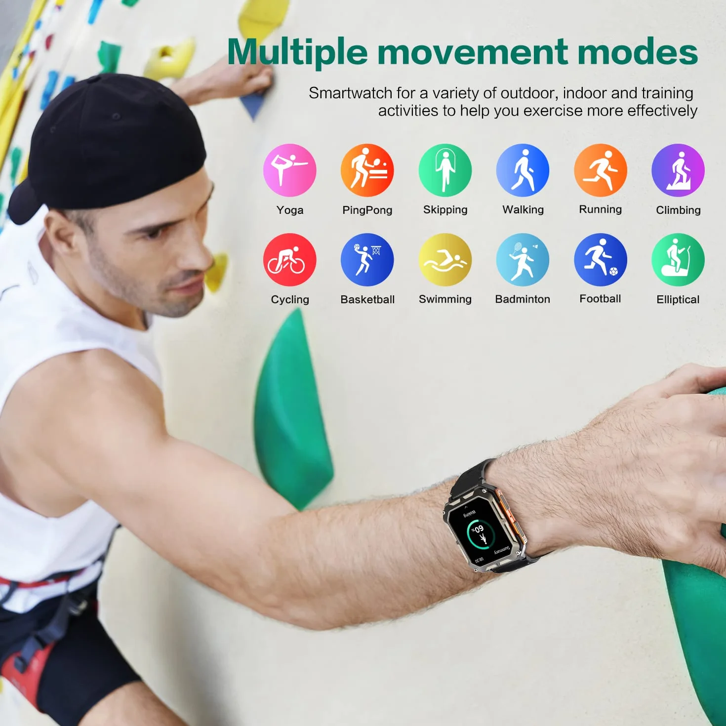smartwatch męski z asystentem głosowym Bluetooth 1,81 cala IP68 dla Android iOS