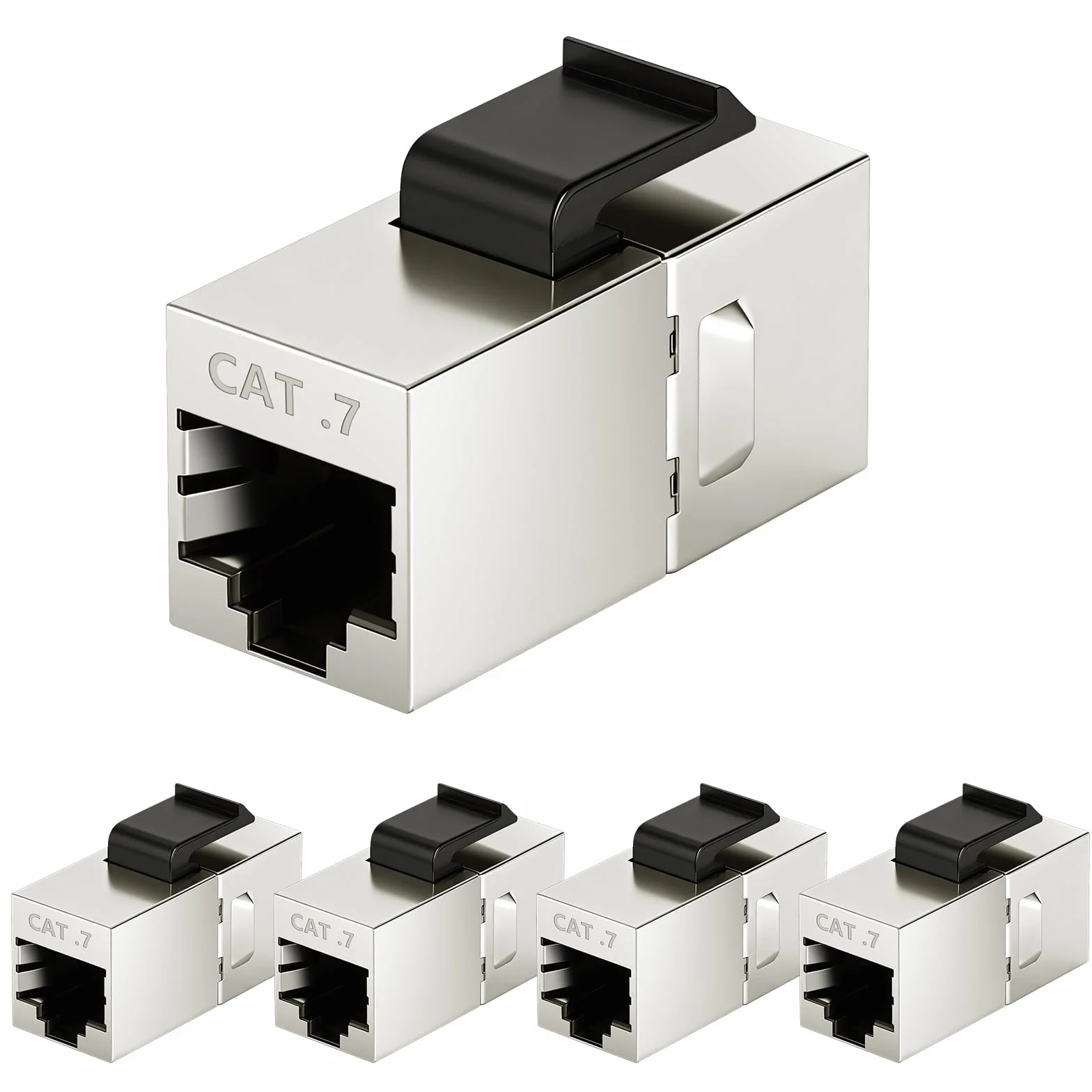 OFFCUP 5X Keystone Moduł CAT 7 RJ45, 10 Gbit/s Ethernet złącze sieciowe panel łatowy, montaż CAT gniazdo bez użycia narzędzi dzięki złączu bez użycia narzędzi Snap-In, łącznik do przedłużenia, kabel