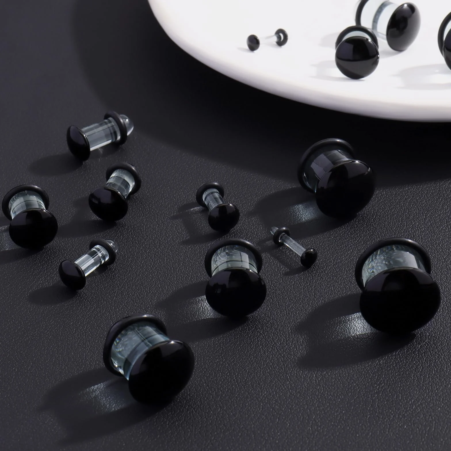 Coiris zestaw do rozciągania uszu 14 szt. szklanych mierników 2 mm – 14 mm krótki stożek ekspander