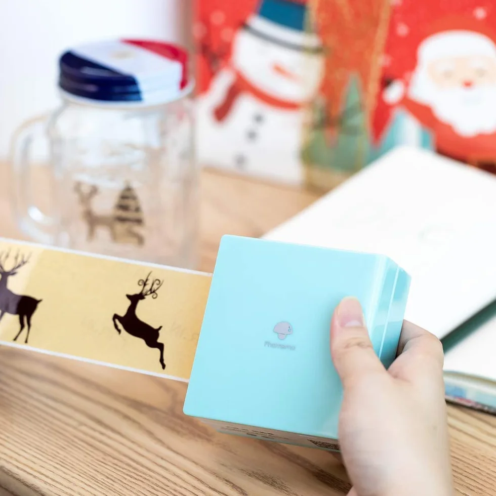 Phomemo Pocket Printer M02 Mini Drukarka do Naklejek, Termiczna Drukarka do Zdjęć Natychmiastowych, Mała Bezprzewodowa Drukarka do Zdjęć Bluetooth, Zielona