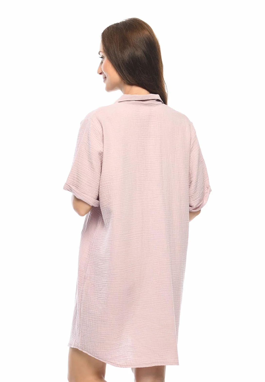 MijaCulture 2 w 1 Muslin koszula nocna do karmienia i ciążowa M023 Hazel S/M różowa