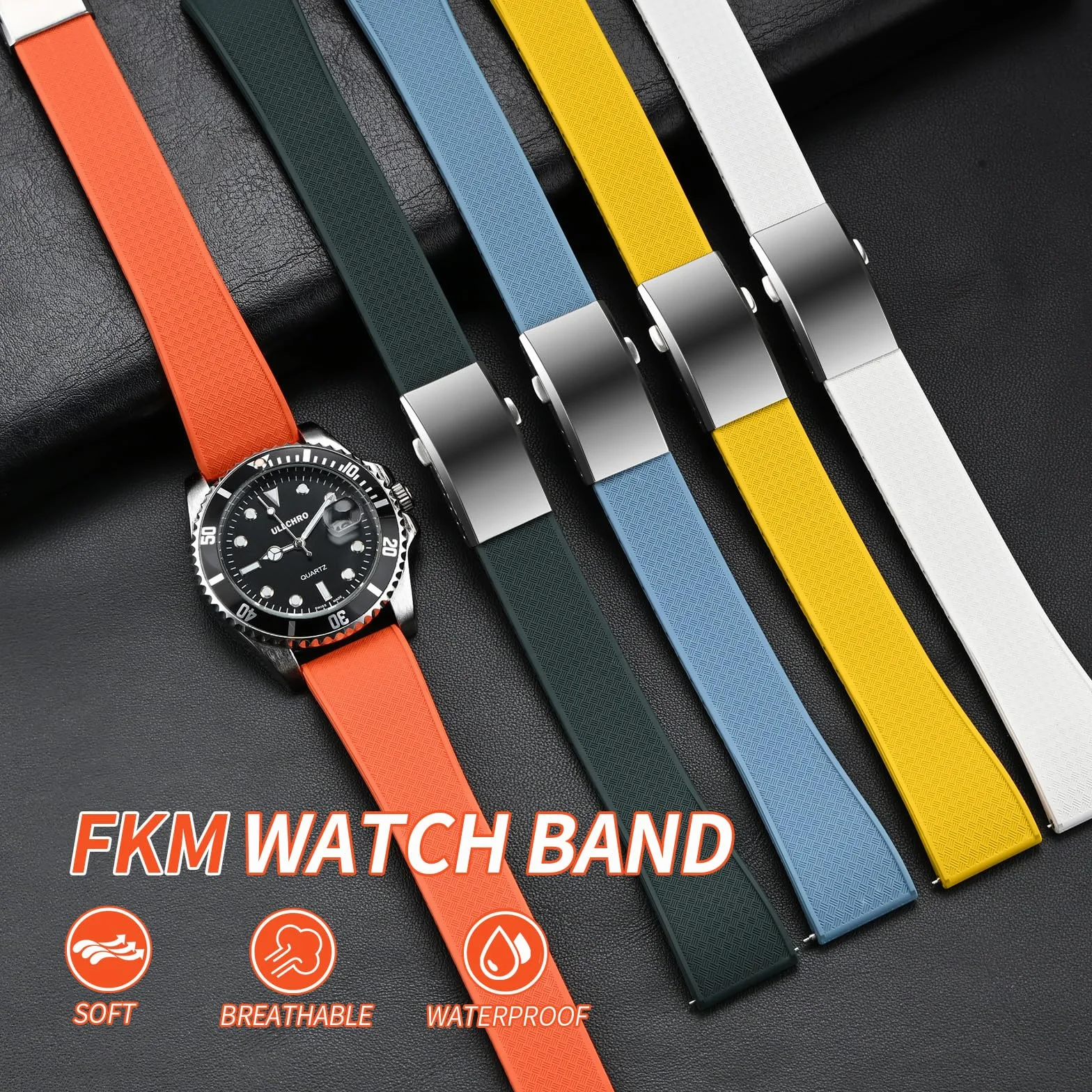 Pasek do zegarka 20mm 22mm Fluor Guma Pasek do zegarka 22mm Męski Fkm Silikon Quick Release Fluorowany Zamiennik Gumowe Paski do zegarków