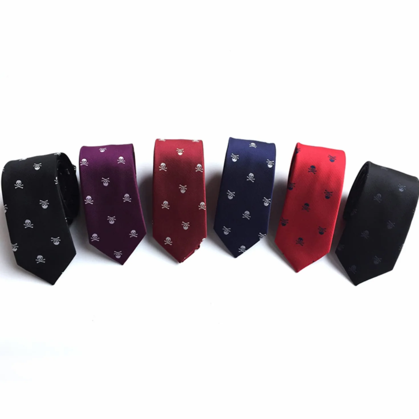 Wzór trupiej czaszki męski 6 cm krawat i wiązana muszka i chusteczka 3 w 1 zestaw Yuppie Trendmode Casual Cool, 3 w 1 - czarna i szara czaszka, jeden rozmiar