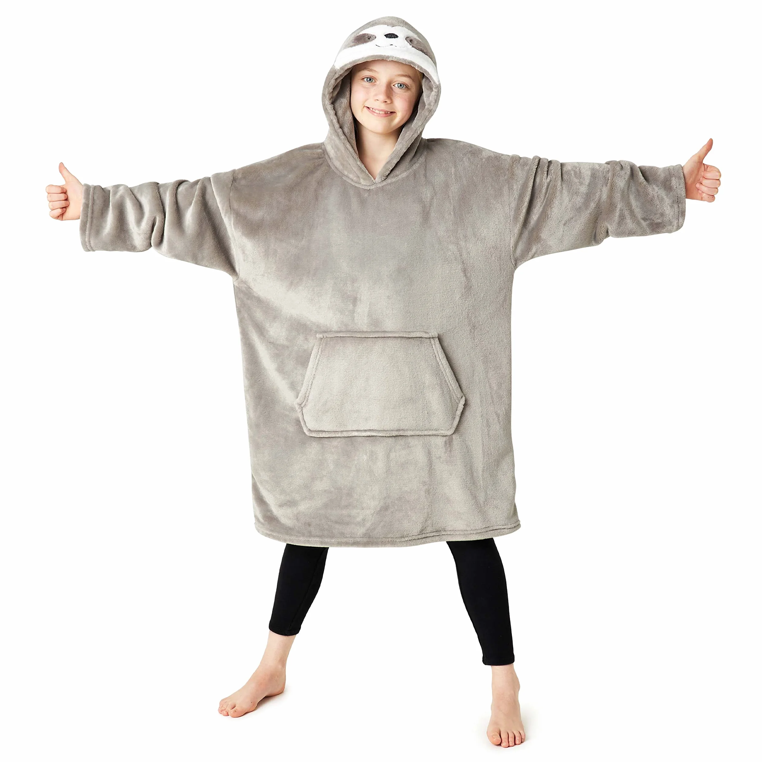 CityComfort Bluza z kapturem dla dziewcząt i nastolatków, koc z nadrukiem leniwca, polar do noszenia, ciepła bluza oversize z kapturem w kamuflażu z wygodnym kapturem Sherpa, odzież domowa, prezenty