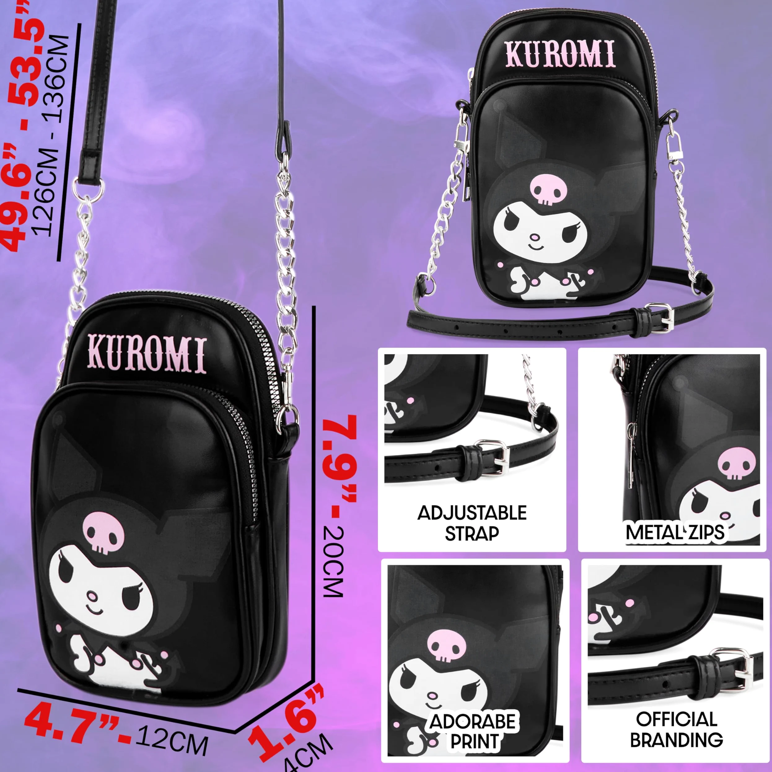 Get Trend Hello Kitty Sanrio Kuromi Torebka na ramię dla dziewczynek, saszetka na telefon, niezbędne akcesoria podróżne Kawaii, prezenty z motywem anime