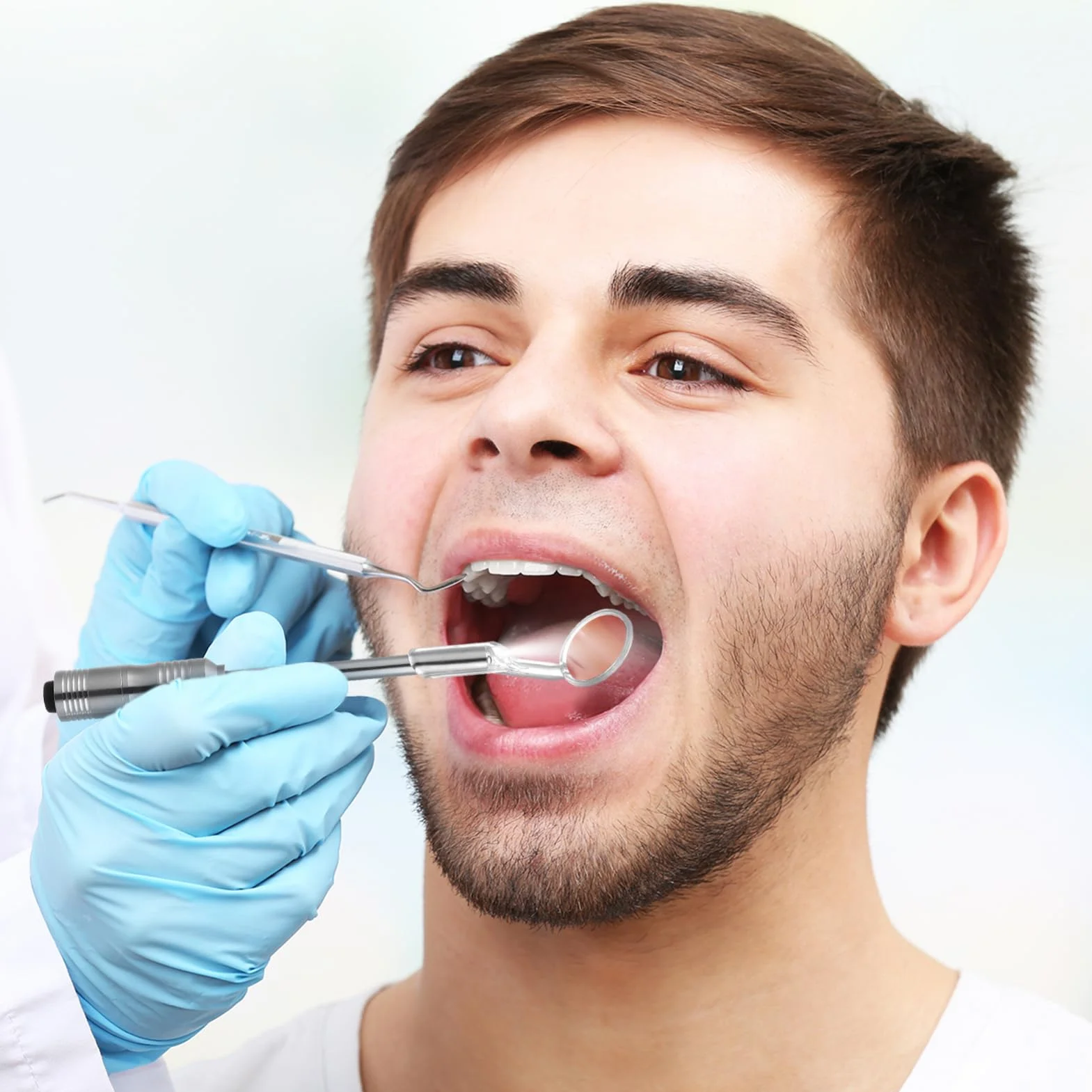 minkissy Lustro Dentystyczne Z Lekkim Narzędziem. Lusterko Inspekcyjne Ze Stali Nierdzewnej Podświetlane Diodami Led. Przeciwmgielne. Kąt Krzywizny. Narzędzie Dentystyczne Do Pielęgnacji