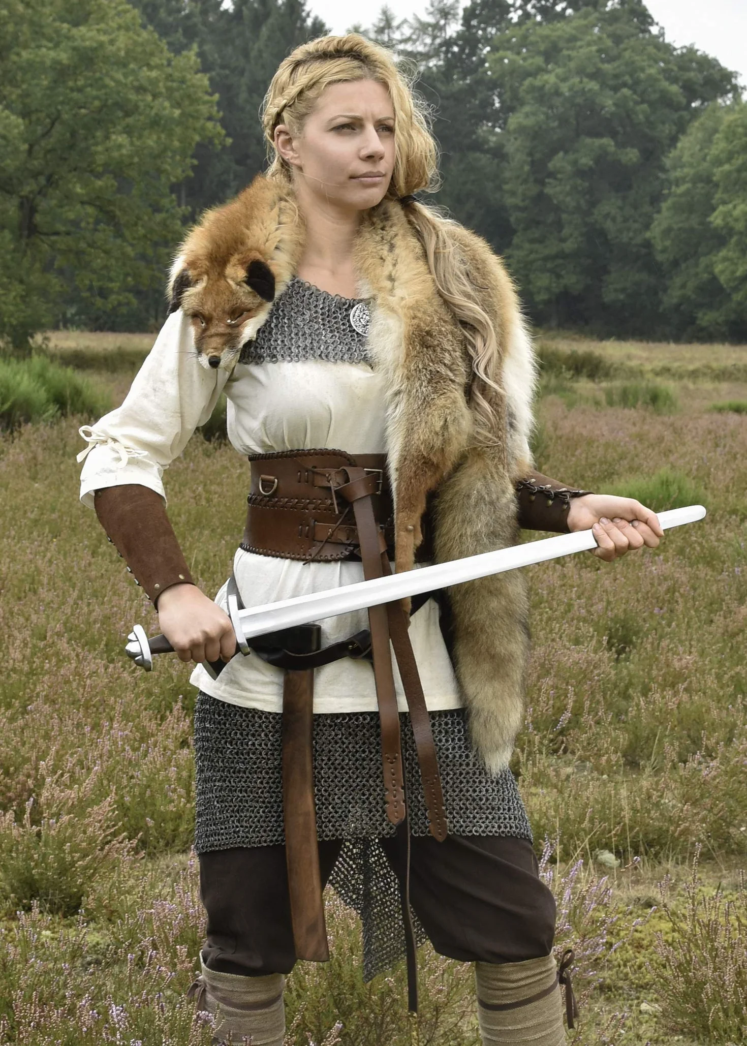 Battle-Merchant Średniowieczna bluzka Birga z bawełny z rękawem 3/4 - średniowieczna odzież damska - różne kolory i rozmiary
