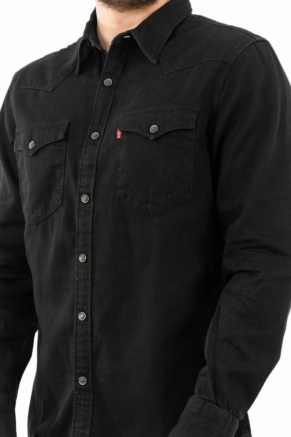 Levi's Mężczyźni Barstow Western Standard Shirt, Marble Black Denim Rinse, L