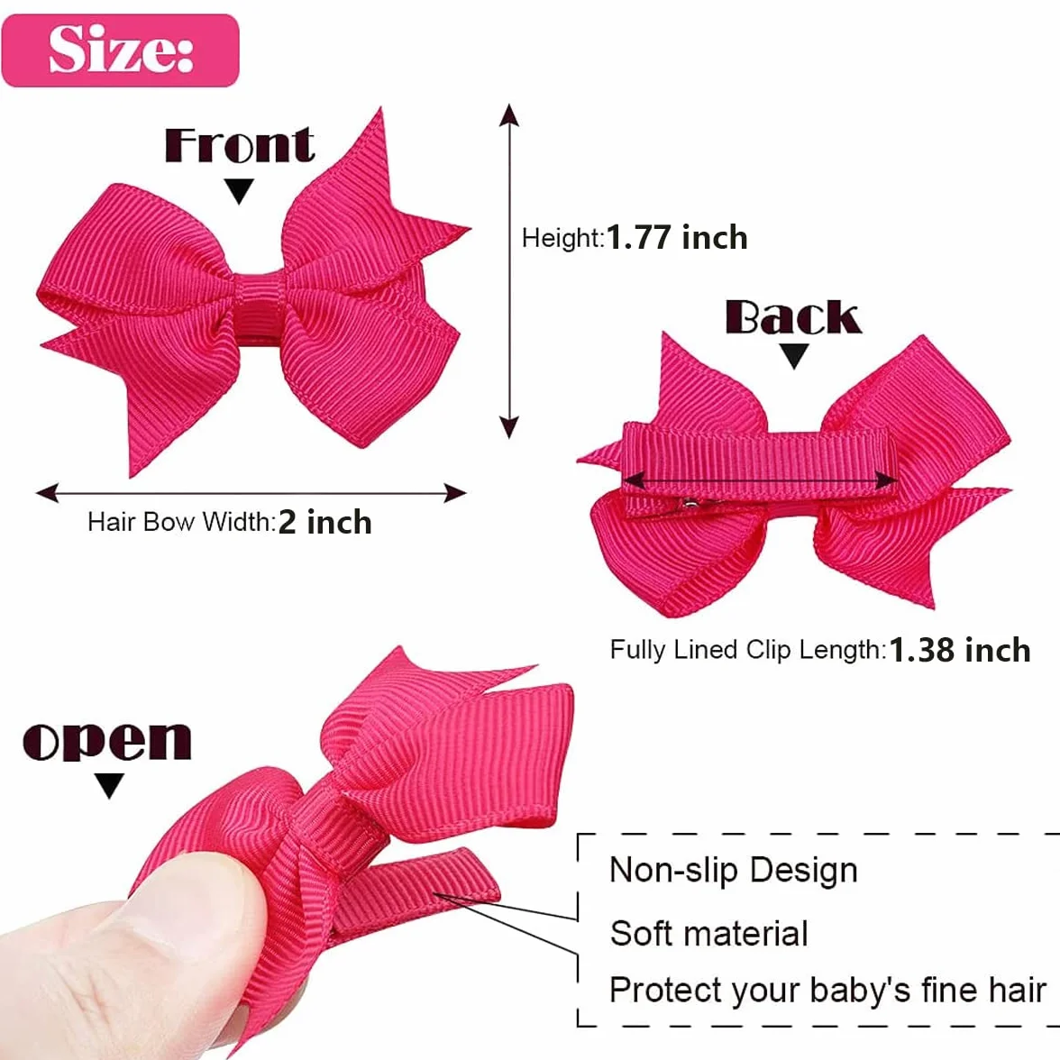 Manwe ALinmo 40 szt. klipsy dla małych dziewczynek 5 cm butik rypsowy jednolity kolor wstążka mini kokardy do włosów klipsy dla niemowląt dziewcząt nastolatków dzieci dzieci zestaw 20 par