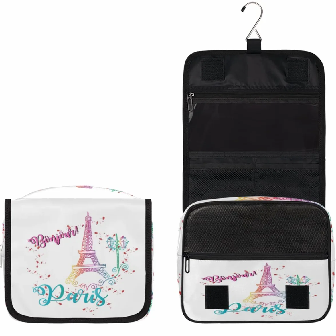 Wieża Eiffla Podróżna kosmetyczka Wieża Eiffla Mycie Torba Unisex Wiszące przybory toaletowe Kosmetyczka Organizer do makijażu, wielobarwny, Jeden rozmiar
