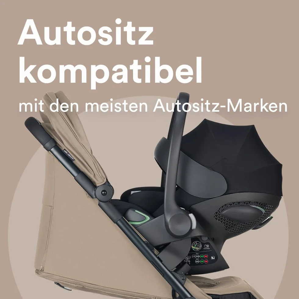 Easywalker JackeyNXT wózek dziecięcy 0-22 kg, lekki, automatycznie składany, kompatybilny z pokrowcem przeciwdeszczowym – brązowy Mocha
