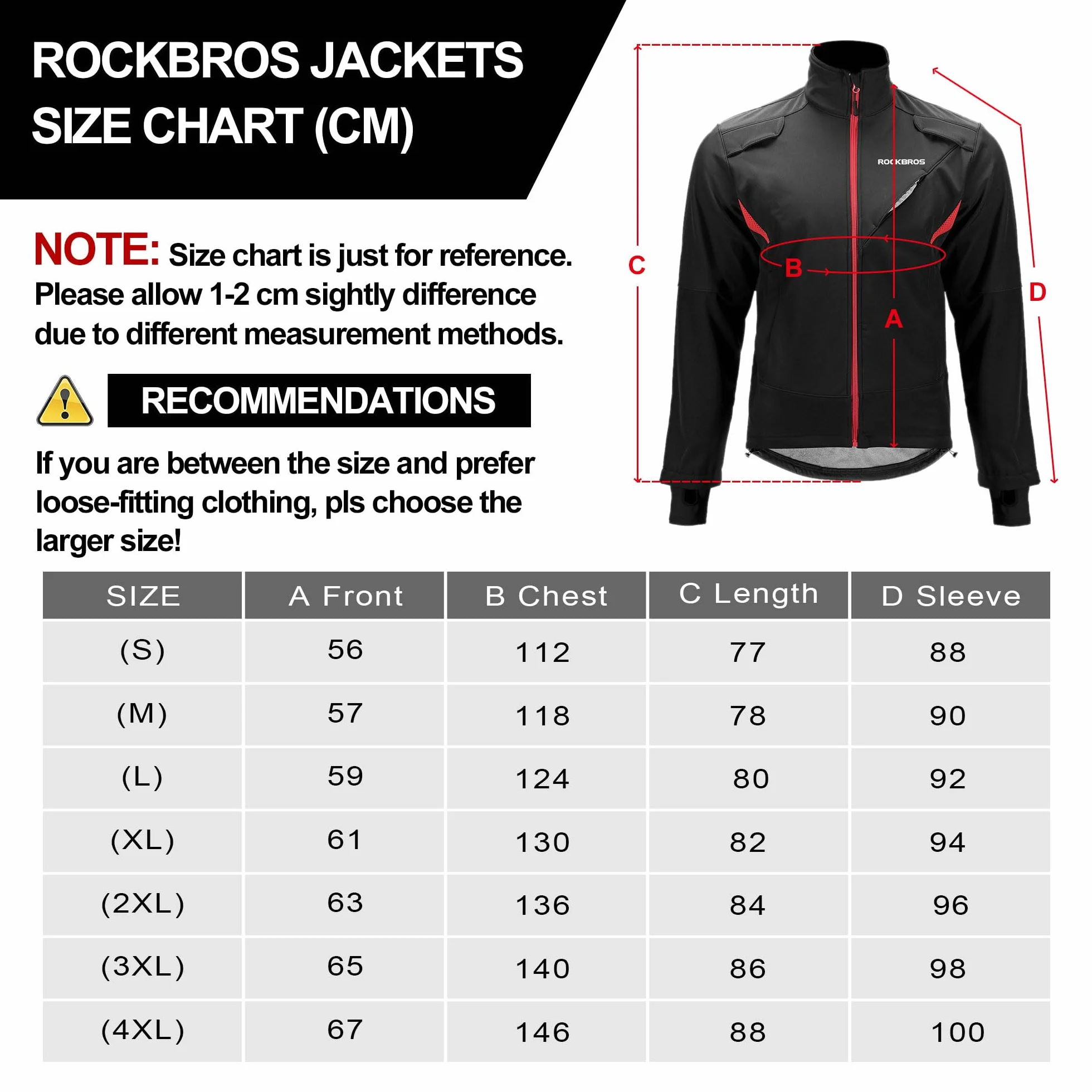 ROCKBROS Długa Kurtka Rowerowa Zimowa Wiatroszczelna Wodoodporna S-4XL