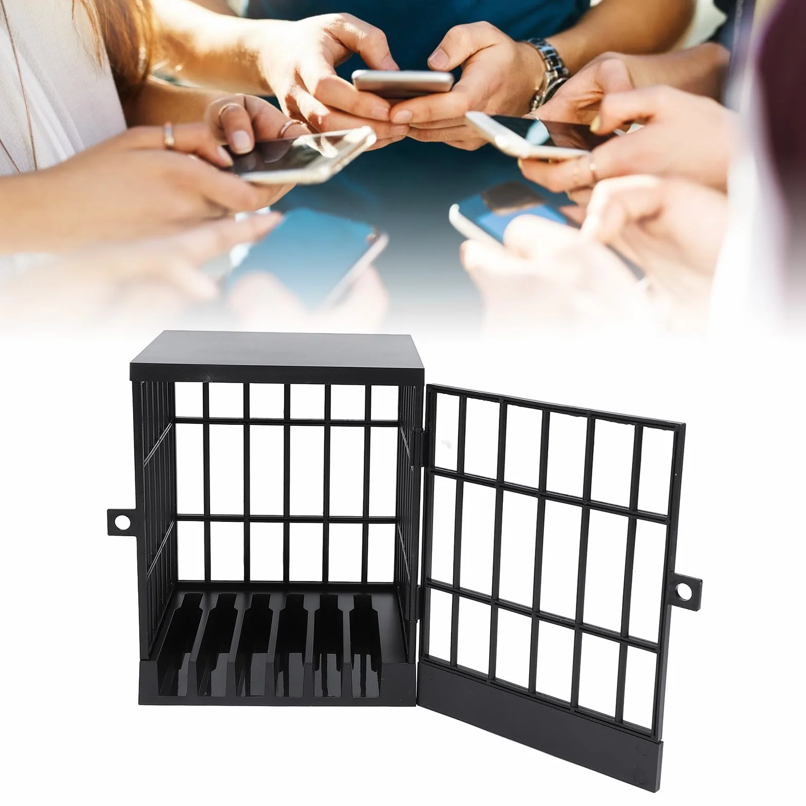 Skrzynka na Telefon Komórkowy, Plastikowe Więzienie na Telefon Komórkowy z Zamkiem i Kluczem, Zamykana Klatka na Telefon do Domowej Klasy, w Biurze, do Sześciu Telefonów
