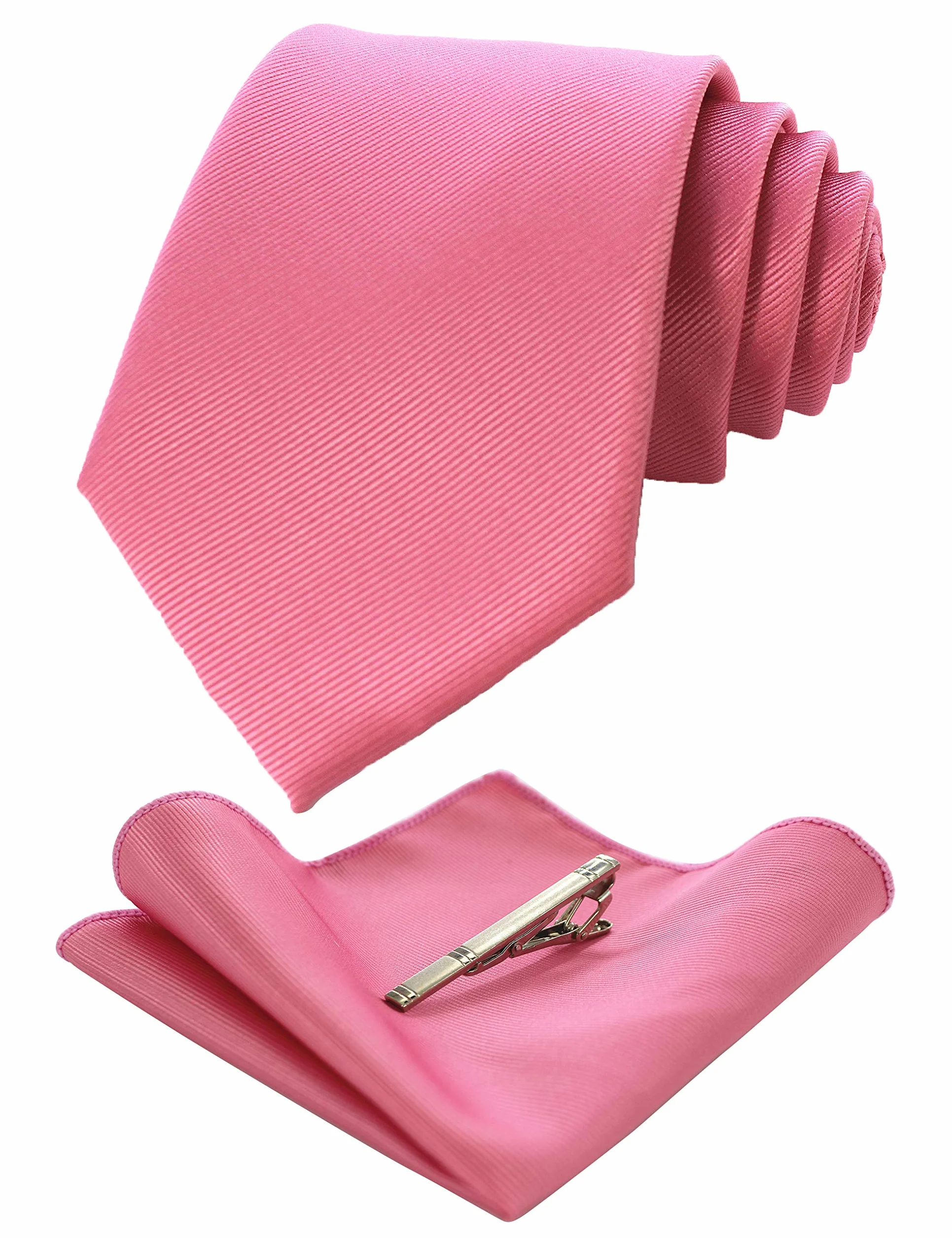 Męskie krawaty ślubne zestaw spinek do krawata jednokolorowe Rosa
