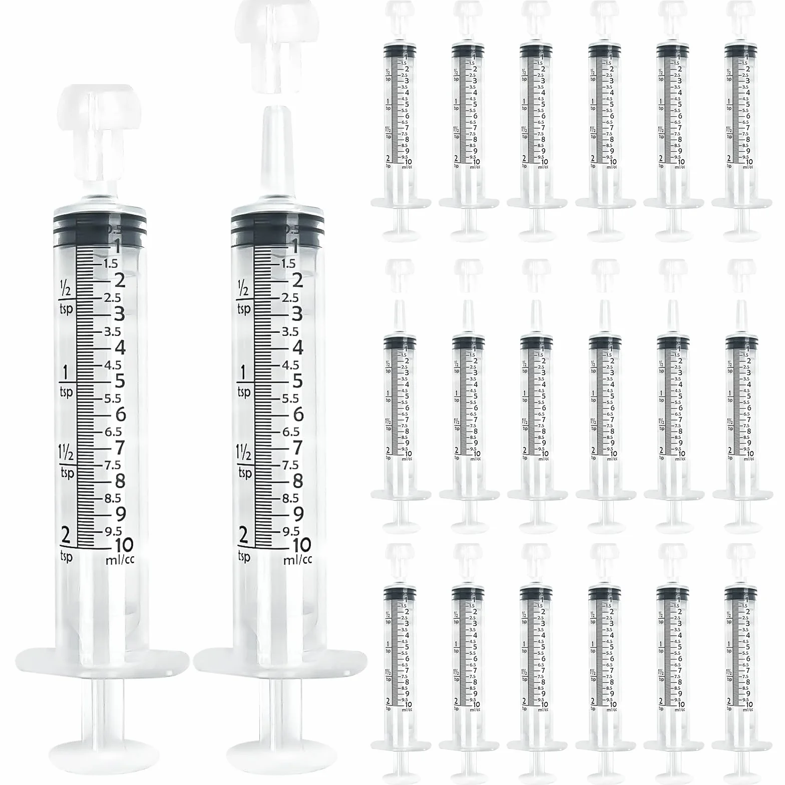 Opryskiwacze 20 szt., strzykawka 10 ml, strzykawka z tworzywa sztucznego, strzykawka do płynów wielokrotnego użytku, bezigłowa syringe, odpowiednia w laboratoriach, do pomiaru płynów i
