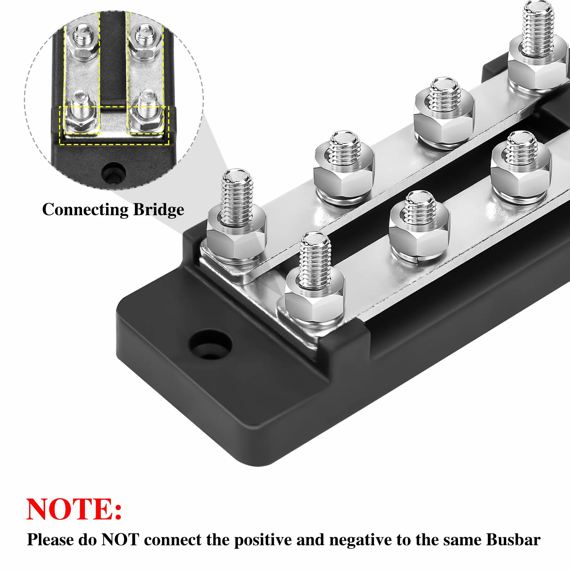 Blok dystrybucji zasilania 12 V-48 V DC Busbar 150A 2-drożny blok zacisków z 8 x M6 Czerwony i czarny zacisk śrubowy do samochodu łodzi czerwony i czarny 2 sztuki